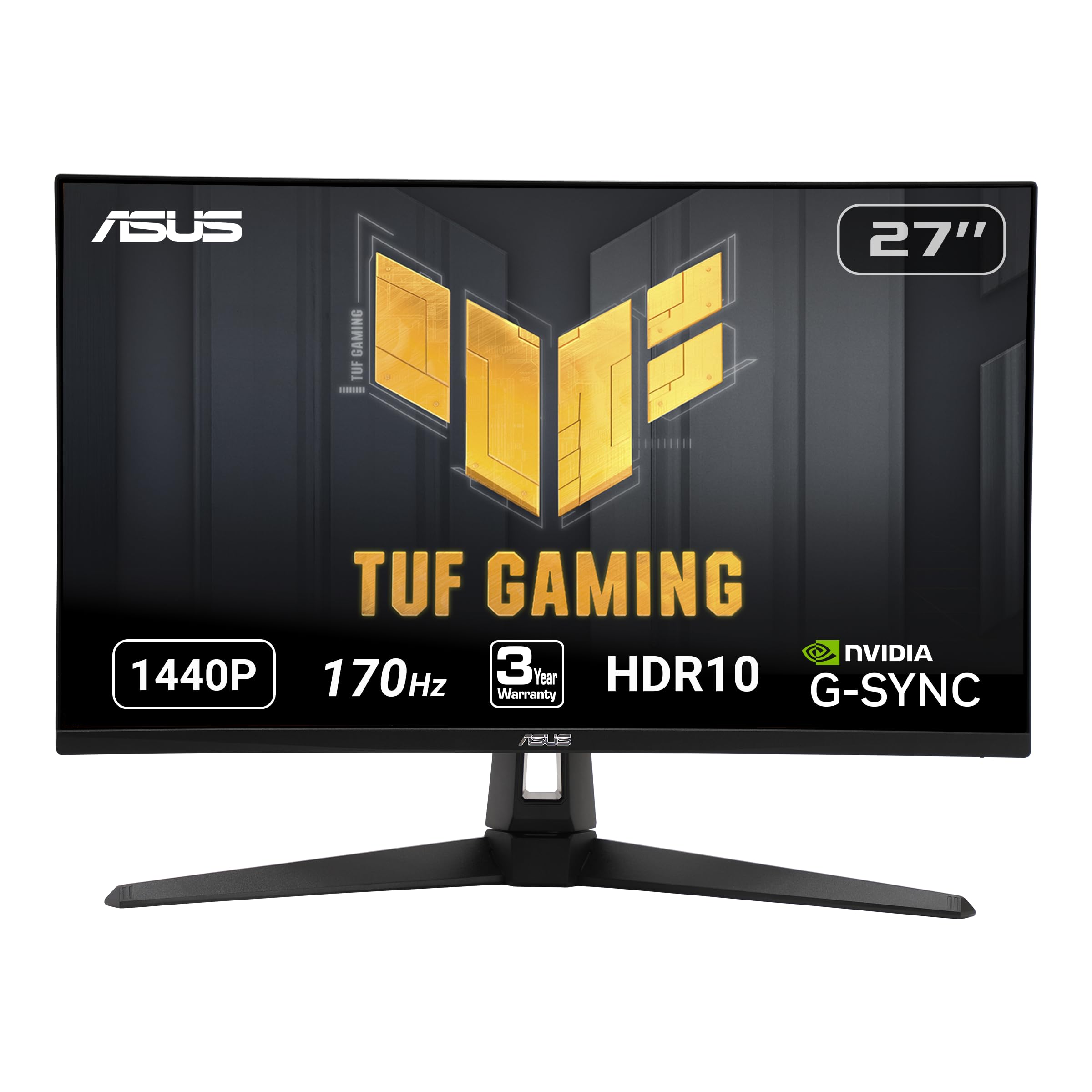 مانیتور ASUS TUF Gaming 27 اینچ 2K HDR (VG27AQ1A) - WQHD (2560 x 1440)، IPS، 170Hz (پشتیبانی از 144Hz)، 1ms، بلور کم حرکت، اسپیکر، سازگار با G-SYNC، قابل نصب بر روی دیوار VESA، DisplayPort، HDMI 27 اینچ QHD 170Hz G-SYNC