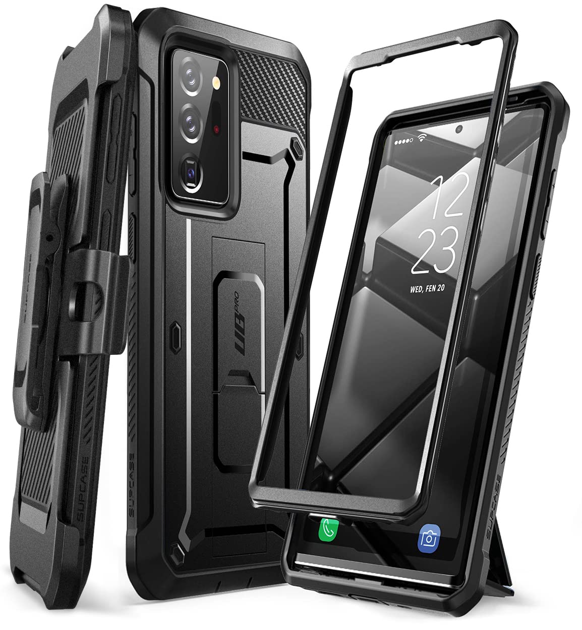کیس SUPCASE [سری یونیکورن بیتل پرو] طراحی شده برای سامسونگ گلکسی نوت 20 الترا (2020 Release)، کیس دو لایه قوی با پایه و هلستر، بدون پوشش صفحه نمایش داخلی - مشکی