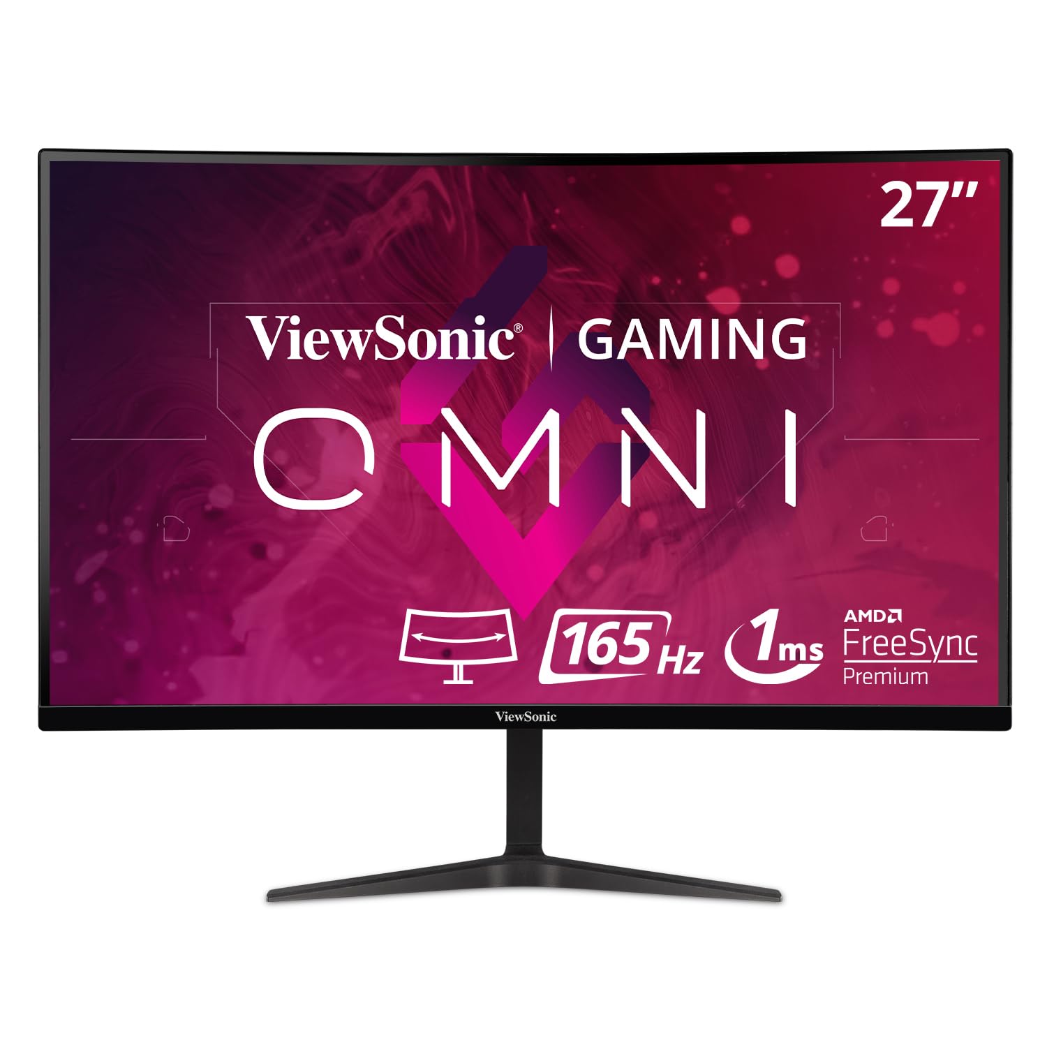 مانیتور بازی ViewSonic OMNI VX2718-2KPC-MHD 27 اینچ منحنی 1440p با زمان پاسخ‌دهی 1 میلی‌ثانیه و نرخ تازه‌سازی 165Hz با قابلیت هماهنگی هماهنگ‌سازی، مراقبت از چشم، پورت HDMI و Display Port 27 اینچ 1440p 165Hz