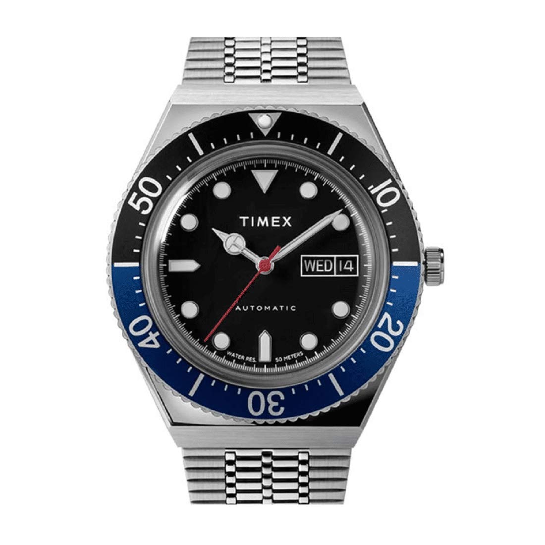 ساعت خودکار Timex مردانه M79 با قطر 40 میلیمتر نقره ای / آبی / سیاه