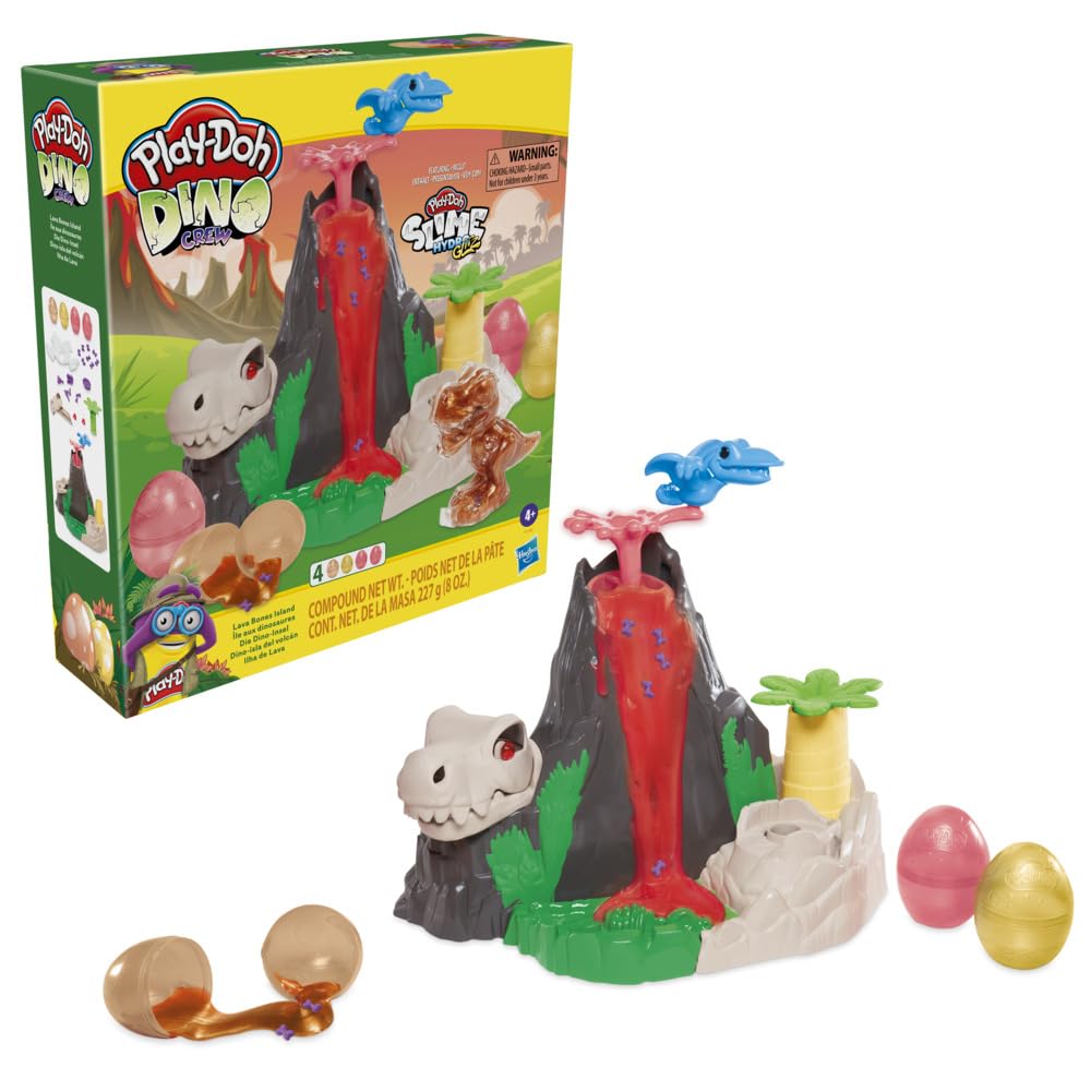 مجموعه بازی Play-Doh Slime Dino Crew Lava Bones Island با ترکیب هیدروگلیتز، چندرنگ