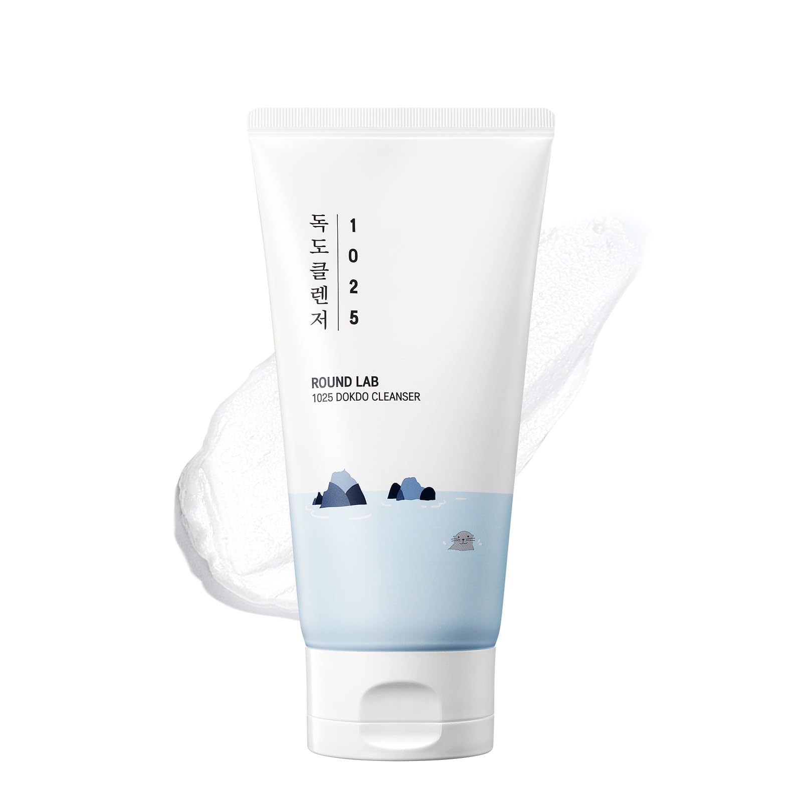 شوینده صورت ROUND LAB 1025 Dokdo Cleanser 150 میلی لیتر، برای پوست حساس با pH پایین، حاوی حباب‌های نرم و غنی برای تمیز کردن عمیق و پاک کردن آرایش، شستشوی صورت مرطوب‌کننده با آب اقیانوس عمیق، مراقبت از پوست کره‌ای، 5.07 اونس (بسته یک عدد)