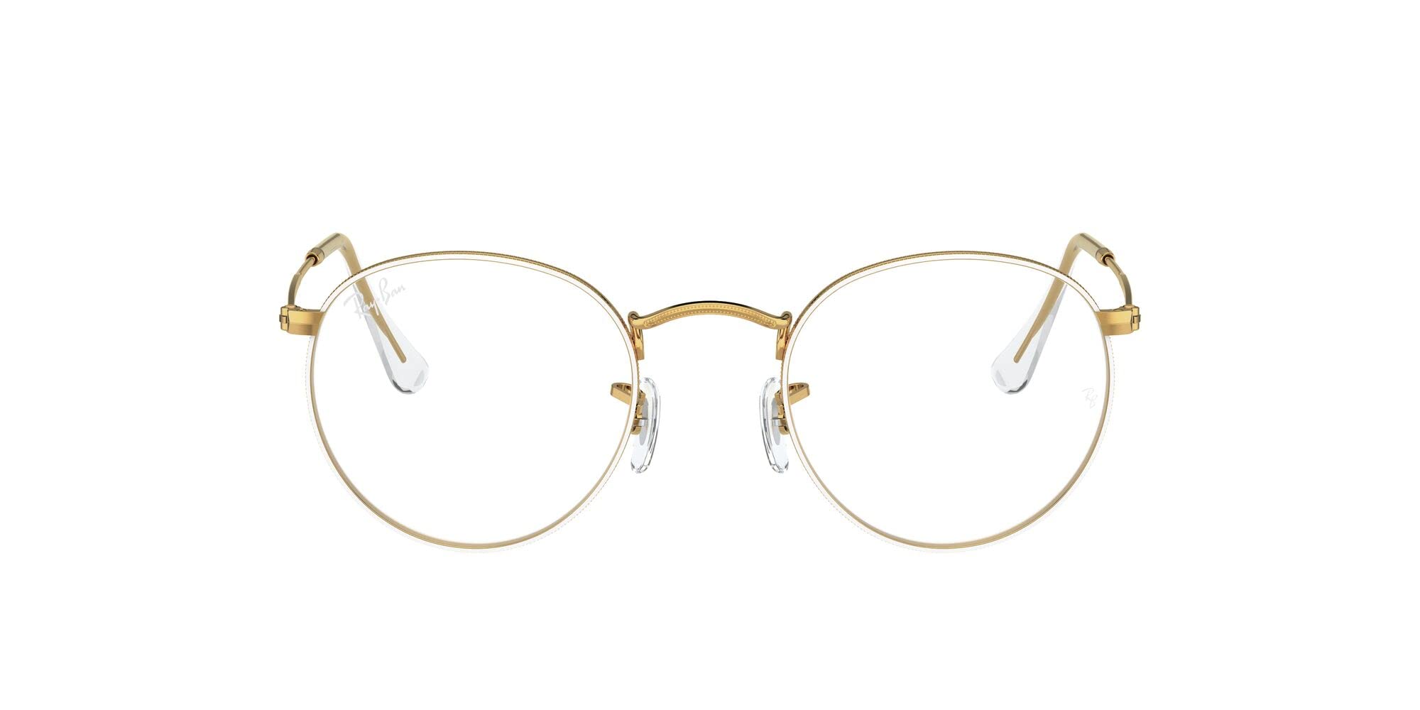 فریم عینک داربینی گرد فلزی Ray-Ban Rx3447v شاینی لجند طلا در بالا سفید / لنز دمو 50 میلیمتر