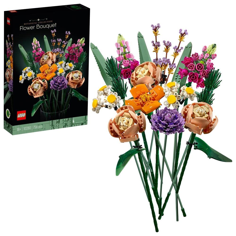 مجموعهٔ گل‌های مصنوعی LEGO 10280 ارسالی اسباب‌بازی پردازی‌های خانه زیبا مخصوص بزرگسالان پیشنهاد هدیه برای زنان، مردان، او و او، همسر یا شوهر، مجموعه گیاهی
