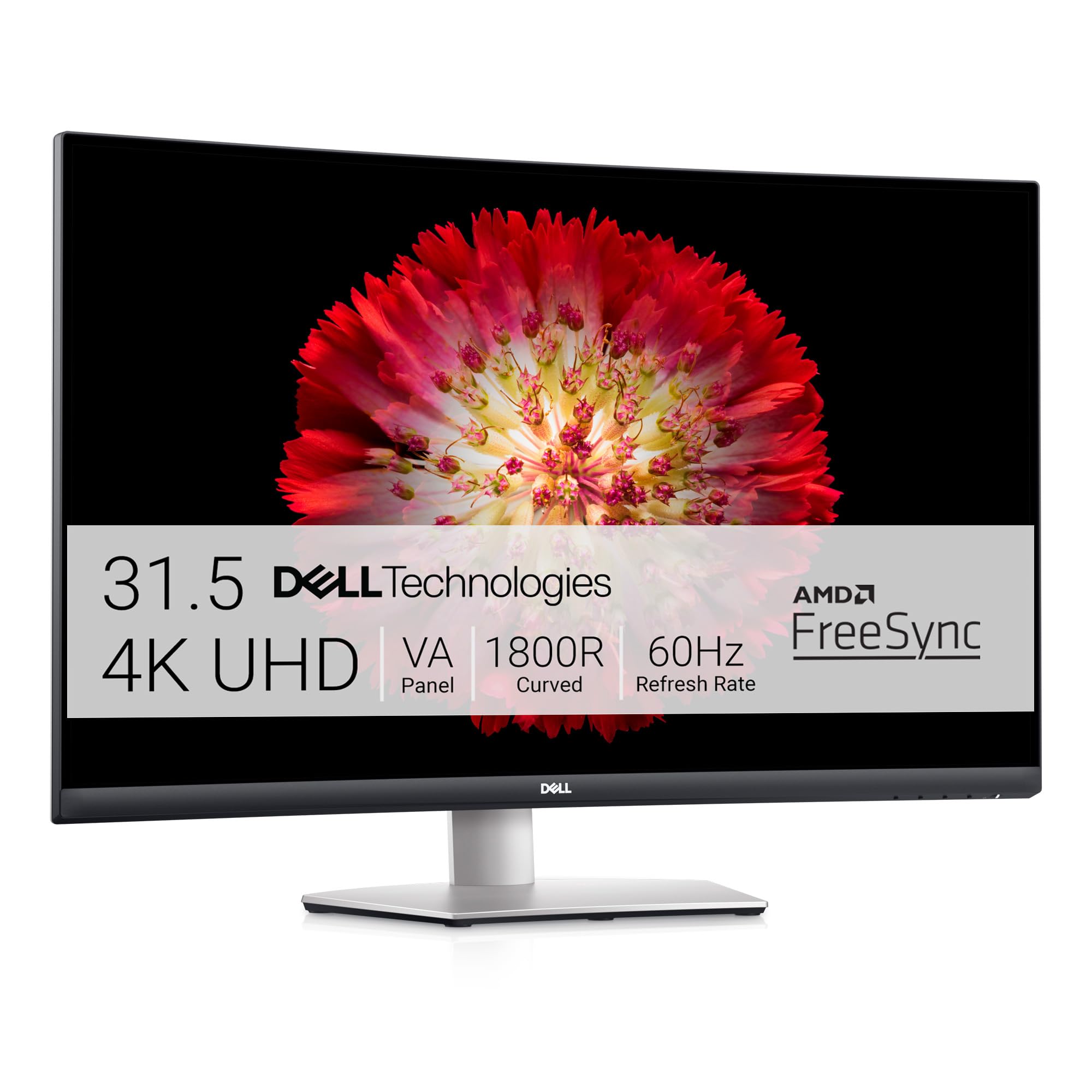 مانیتور منحنی دل 32 اینچ S3221QS 4K UHD، VA با حاشیه نازک، AMD FreeSync، HDMI، DisplayPort، بلندگوهای درونی، VESA Certified، رنگ نقره ای 32 اینچ، 3840 x 2160 پیکسل HDMI