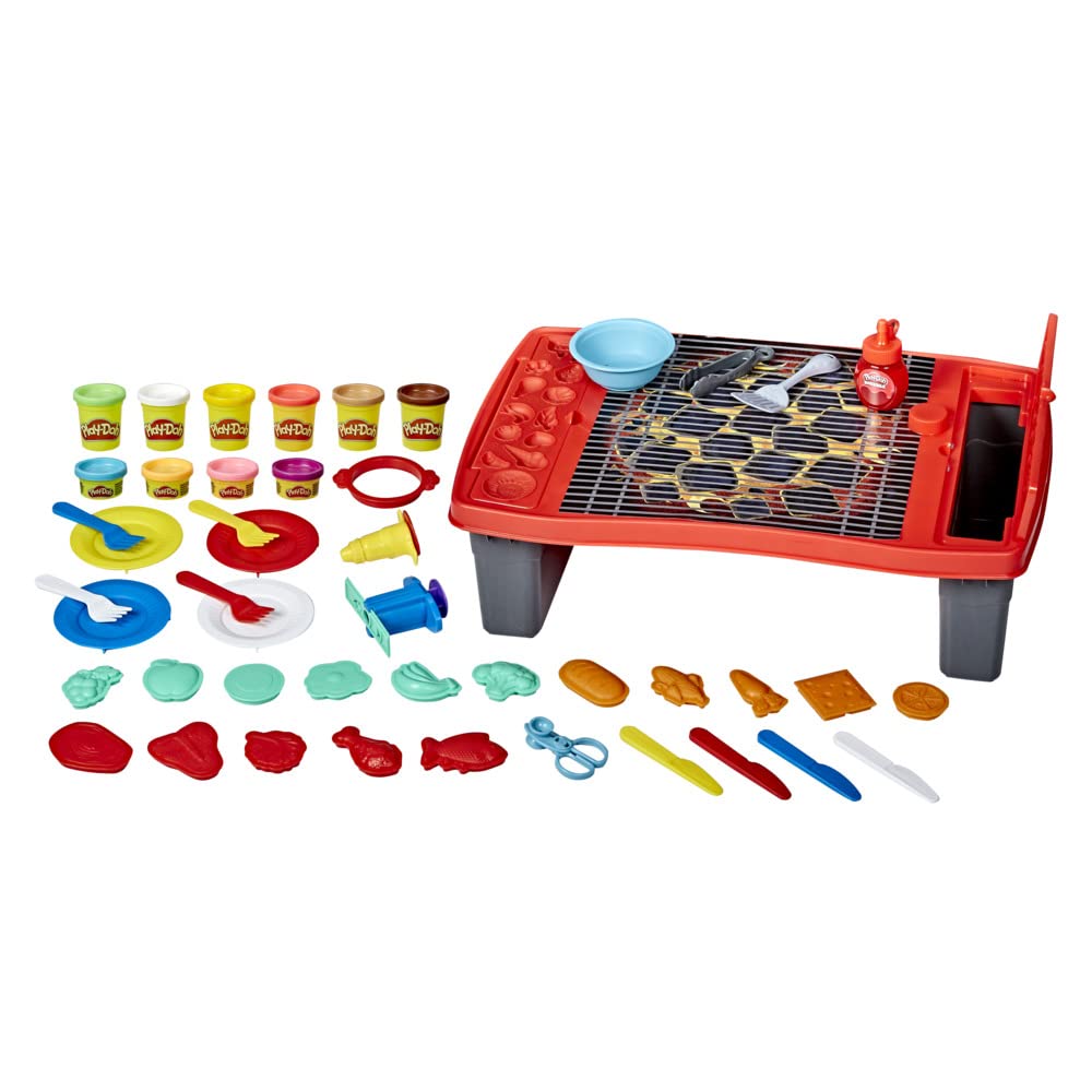 Play-Doh Kitchen Creations، سوپر باربیکیو، اسباب بازی کودکانه با 40 قطعه، خمیر غیر سمی و 10 رنگ،