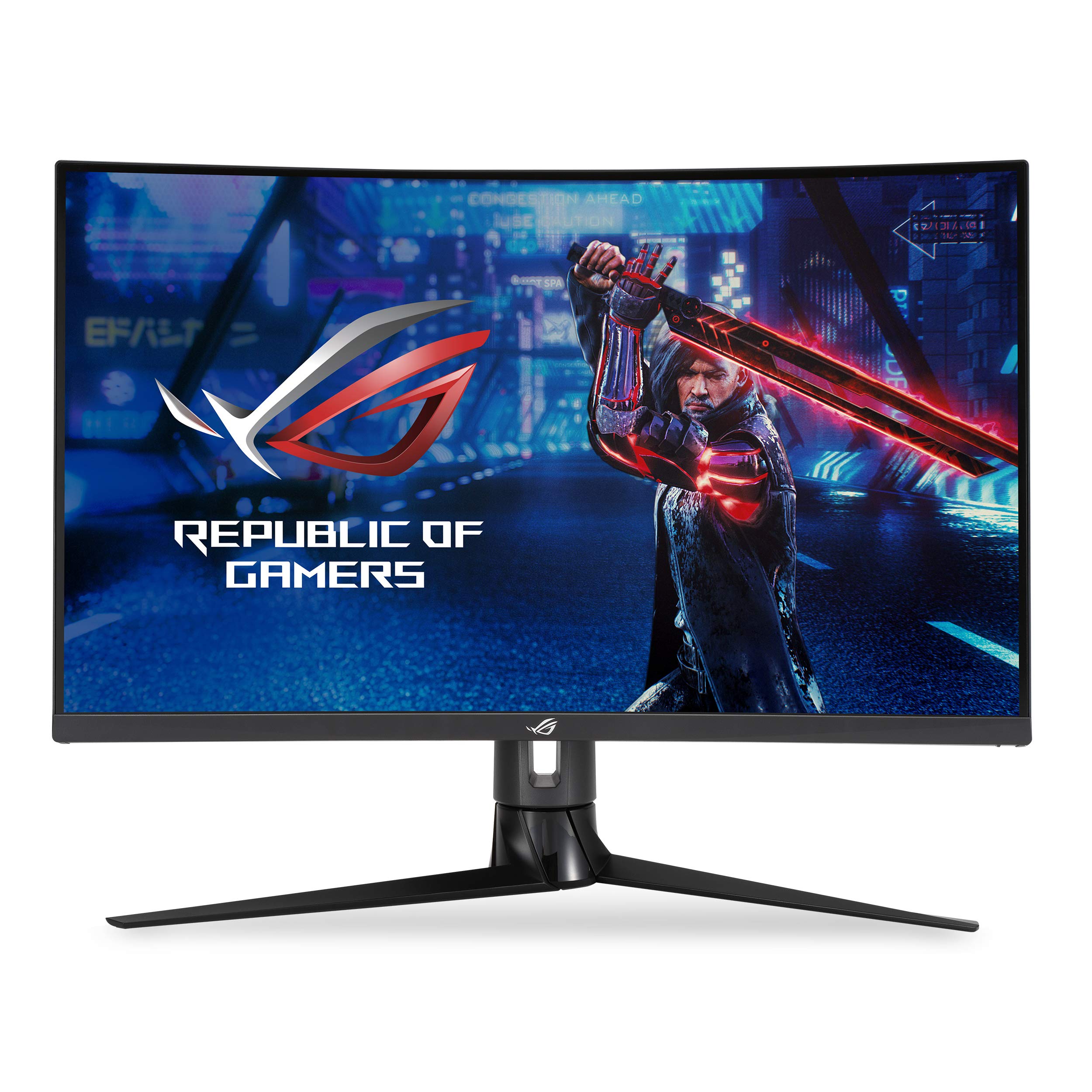 مانیتور بازی 31.5 اینچی ASUS ROG Strix منحنی 1440P (XG32VC)، QHD (2560 x 1440)، 170Hz، 1ms، هماهنگی بیشتر حرکت پایین، FreeSync Premium Pro، HDMI،DisplayPort، USB 3.0 Type C