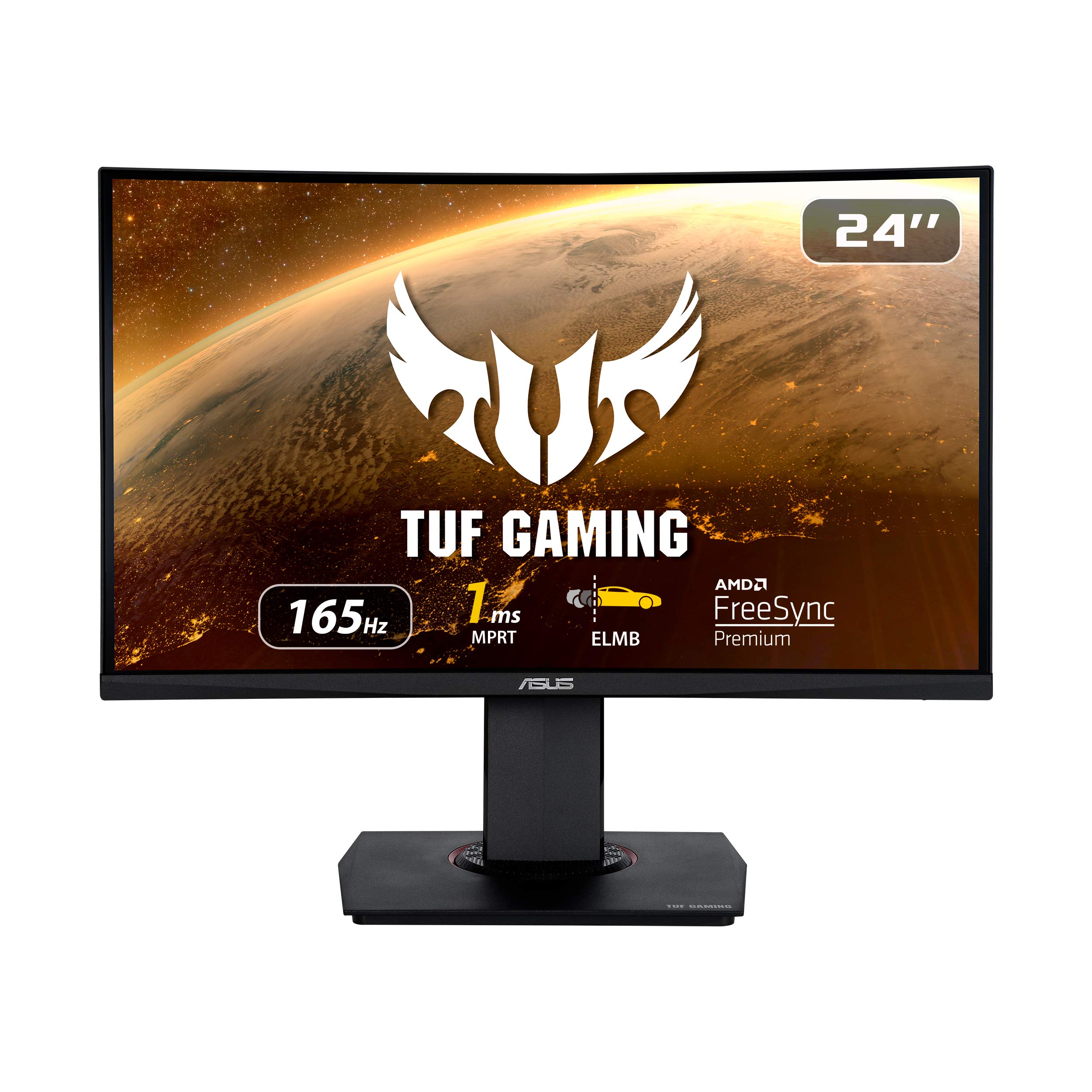 مانیتور منحنی ASUS TUF Gaming 23.6 اینچ، Full HD، 165Hz، 1ms، Extreme Low Motion Blur، بلندگو، Adaptive-Sync، FreeSync Premium، Shadow Boost، قابل نصب بر روی VESA، DisplayPort، HDMI 23.6 اینچ Curved FHD 1ms 165Hz قابل تنظیم ارتفاع