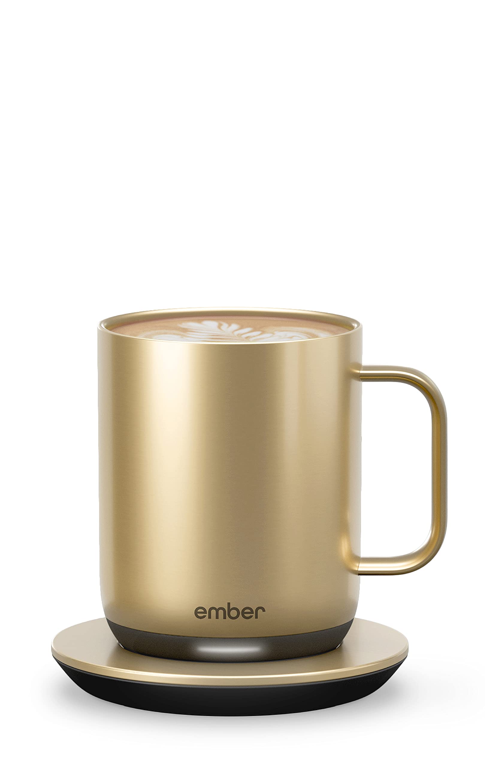 فنجان هوشمند کنترل دما Ember جدید، 10 اونس، طلایی، عمر باتری 1.5 ساعت - فنجان قهوه گرم کنترل شده توسط برنامه - طراحی جدید و بهبود یافته