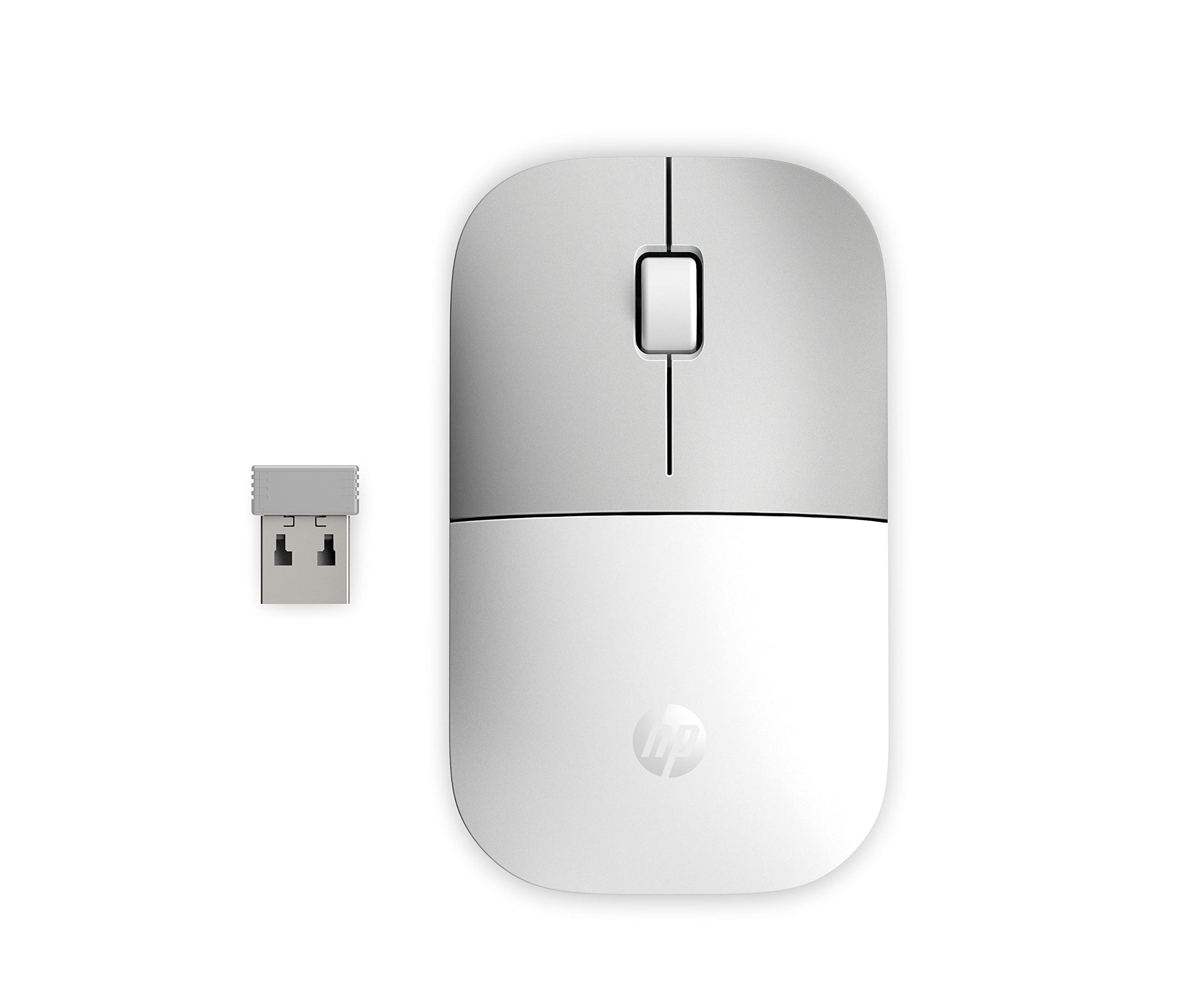 موشواره بی‌سیم HP Z3700، اتصال دانگل USB 2.4 گیگاهرتز، فناوری LED آبی، دقت 1200 نقطه در اینچ، باتری 16 ماهه، تا 10 متر ارتباط، گارانتی 2 ساله، کوچک، قابل حمل، سفید سرامیکی - 171D8AA Ceramica Modern