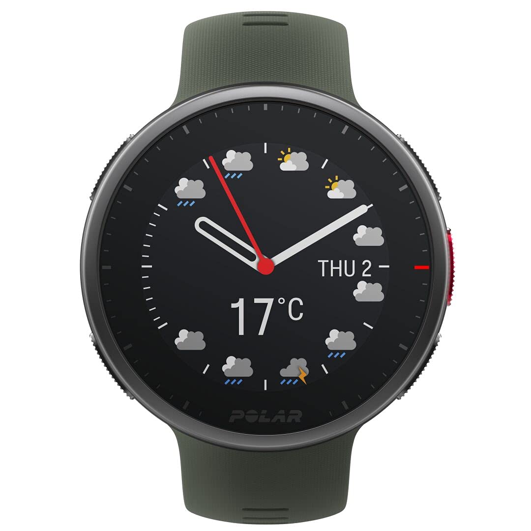 محصول Polar Vantage V2 - یک ساعت هوشمند چندرشتی حرفه‌ای با GPS و قابلیت اندازه‌گیری ضربان قلب مبتنی بر شلغم برای دویدن، شنا، دوچرخه‌سواری، تقویت عضلات - کنترل موزیک، آب و هوا، اعلان‌های تلفن اندازه M/L رنگ سبز