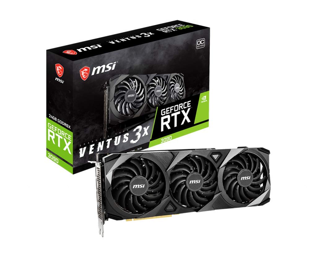 کارت گرافیک بازی MSI GeForce RTX 3090 VENTUS 3X 24G OC - حافظه 24GB GDDR6X، سرعت 1725 مگاهرتز، رابط PCI Express نسل 4، با 384 بیت، 3x DisplayPort v1.4a، HDMI 2.1