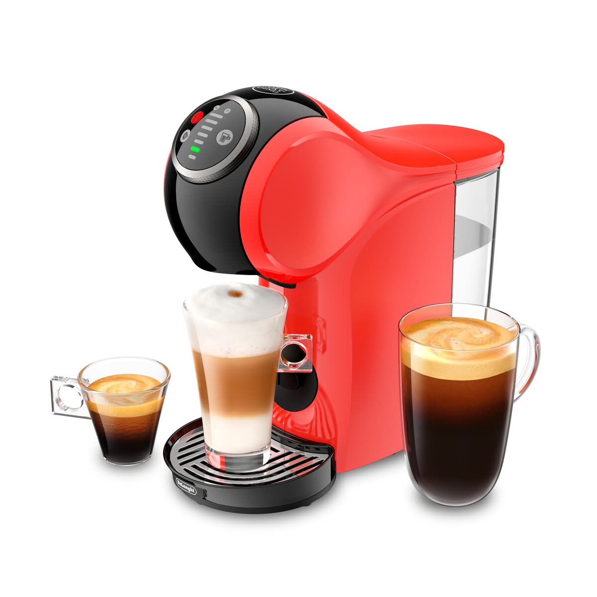 ماشین قهوه ساز کپسولی اتوماتیک Nescafe Dolce Gusto توسط De'Longhi GENIO S PLUS با فشار قدرتمند تا ۱۵ بار، قهوه کاپوچینو، چای، شکلات گرم و اسپرسو ساز EDG315.R قرمز یک بسته تکه قرمز