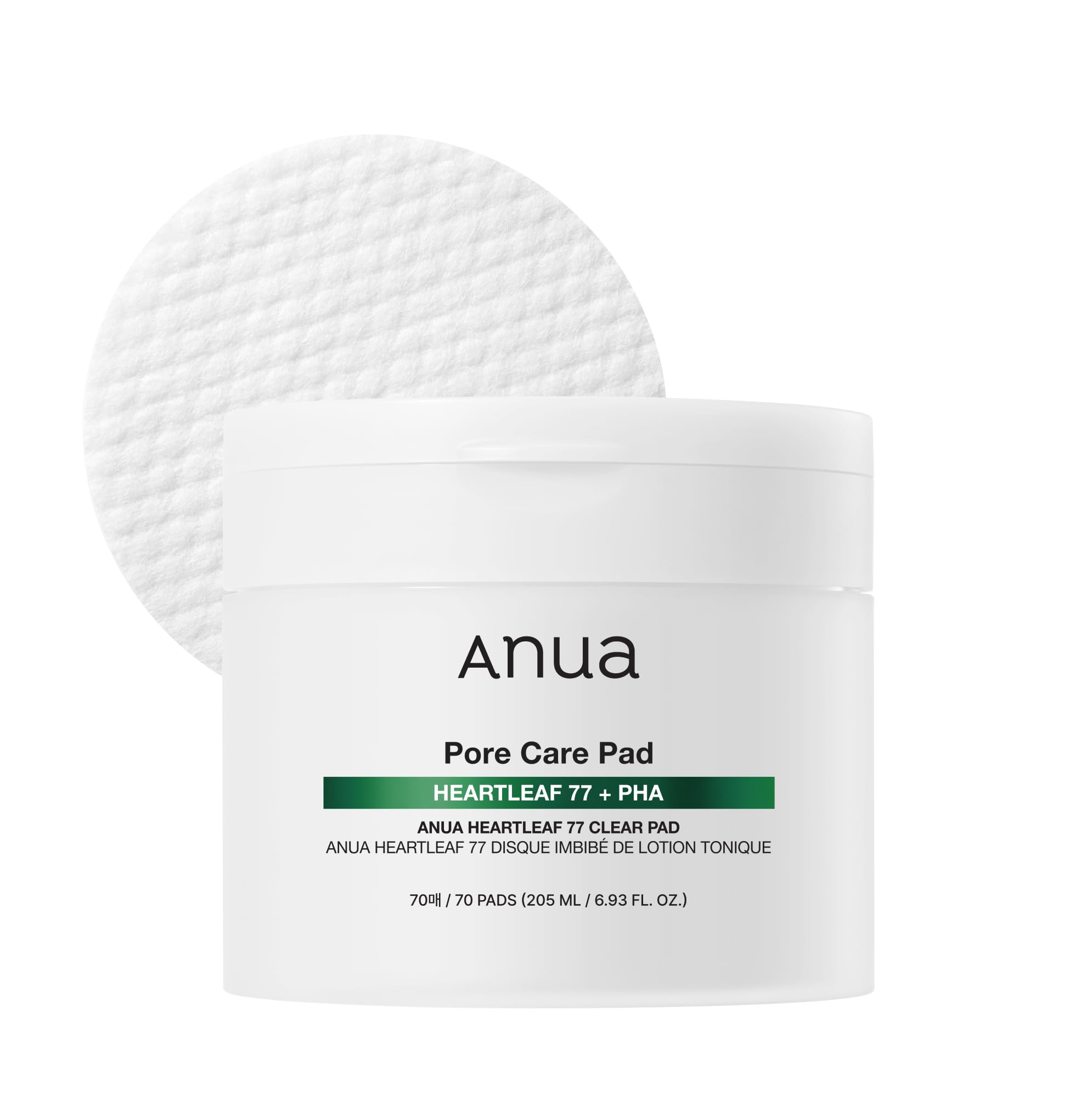 پنبه تونر ANUA Heartleaf 77 ، پد تونر ملایم پوست صورت برای پوست شیشه ای ، مراقبت از پوست حاوی مواد مرطوب کننده برای پوست حساس ، عصاره Heartleaf، PHA ، Centella ، غیر کومودوژنیک ، مراقبت از پوست کره ای (70 پد)