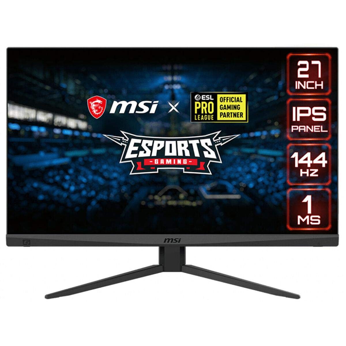صفحه نمایش بازی MSI Full HD Gaming Non-Glare Super Narrow Bezel 1ms 1920 x 1080، نرخ تازه سازی 144Hz ارتفاع قابل تنظیم Arm FreeSync 27 اینچ IPS بازی (Optix MAG274)، سیاه، Optix MAG274R