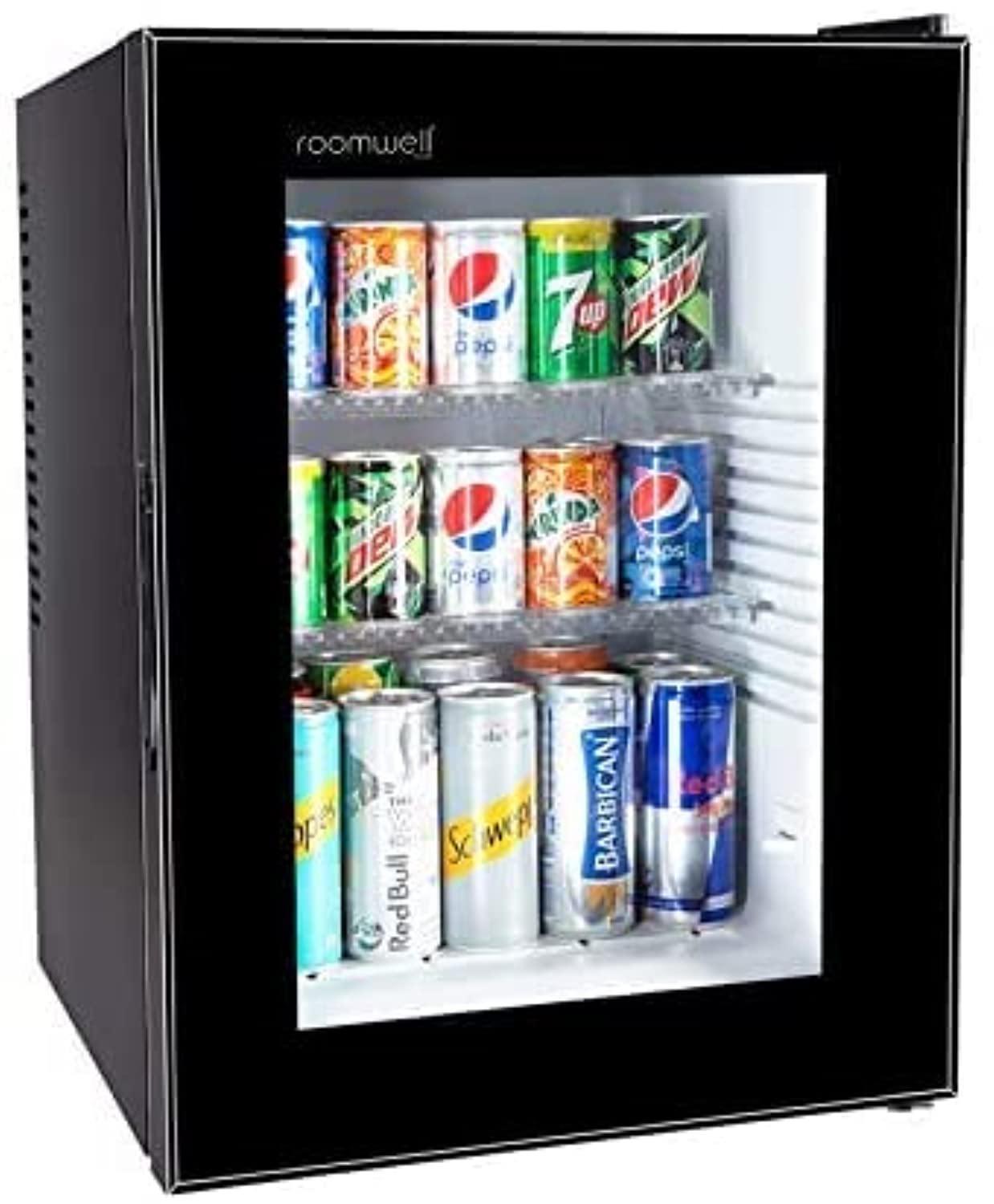 یخچال کوچک الکتریکی COOLBABY UK Compact Minibar - یخچال مینی با درب شیشه‌ای برای هتل/خانه/آشپزخانه و دفتر - یخچال کوچک - بیصدا - 40 لیتر - رنگ مشکی