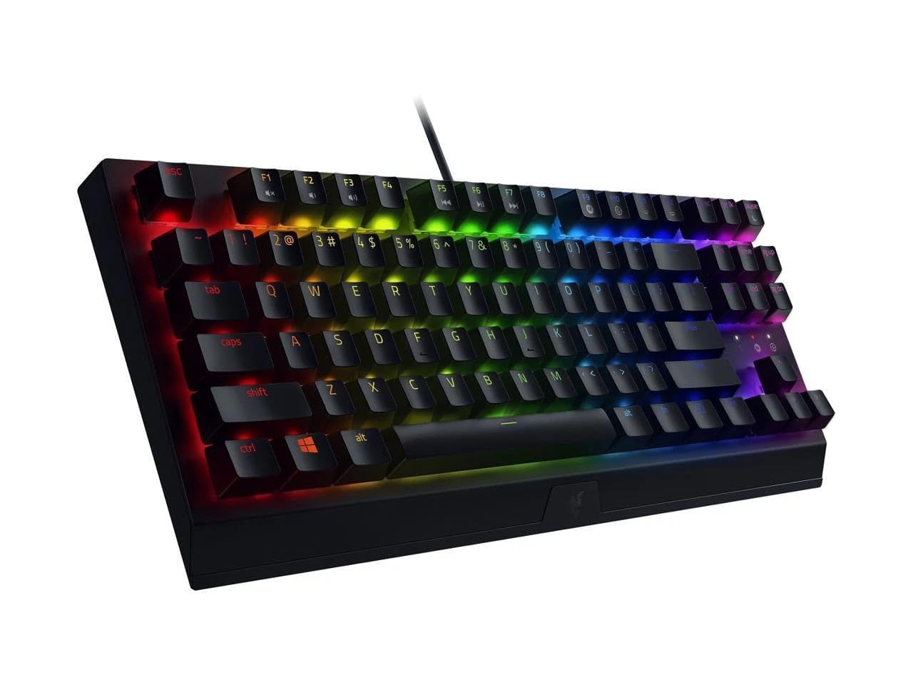 صفحه کلید بازی مکانیکی Razer BlackWidow V3 Tenkeyless: سوئیچ‌های مکانیکی Razer - نورپردازی RGB Chroma - فاکتور فرم کوچک - قابلیت ماکرو قابل برنامه‌ریزی - عبور USB (تجدید نظر شده)