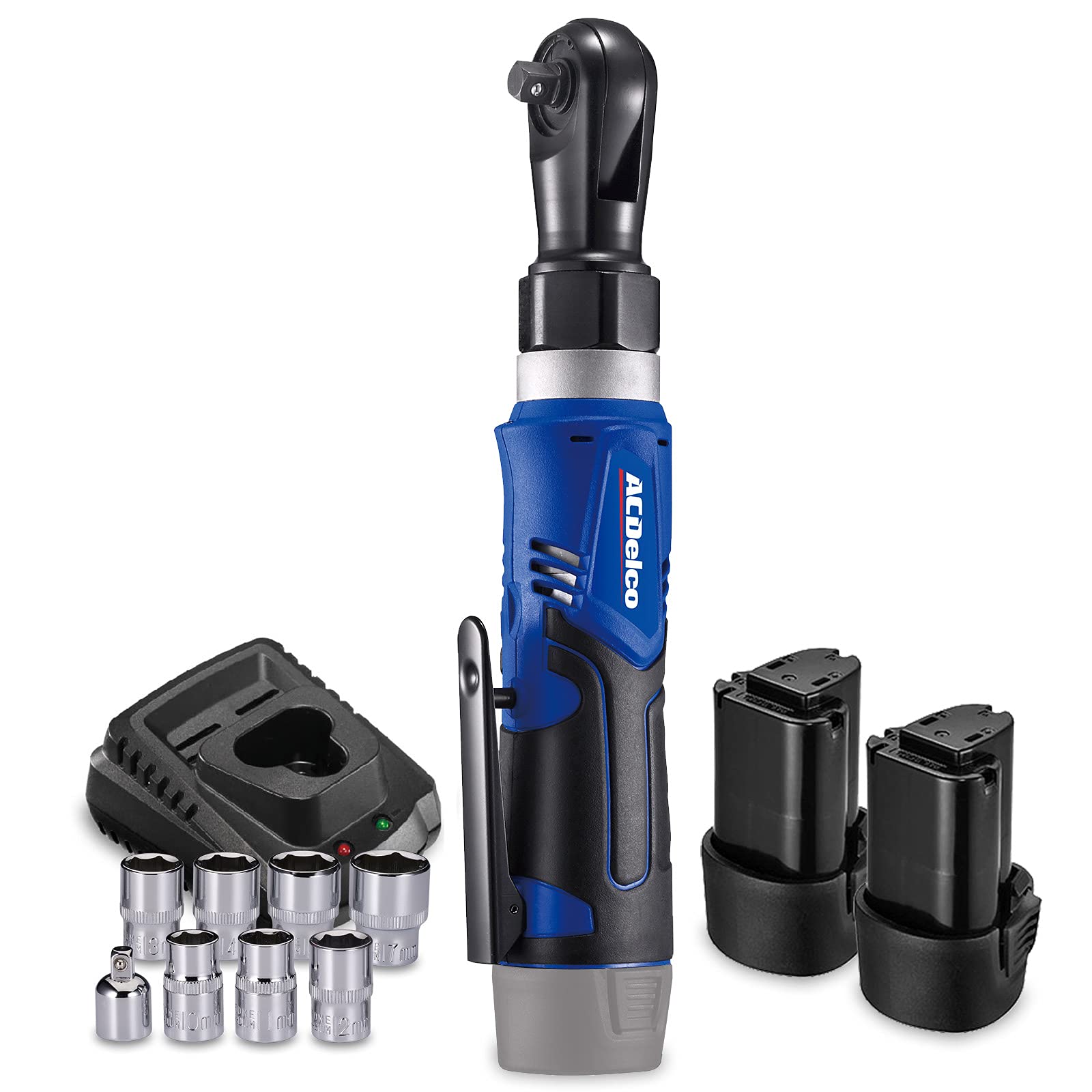 ACDelco ARW1209-P2 سری G12 سری 12 ولت Li-ion بی‌سیم 3/8 اینچ 45 پوند-فوت. کیت ابزار گیربکس واچت با 2 باتری 3/8 اینچ 40 پوند-فوت 1209-P2، کیت ابزار 2 باتری