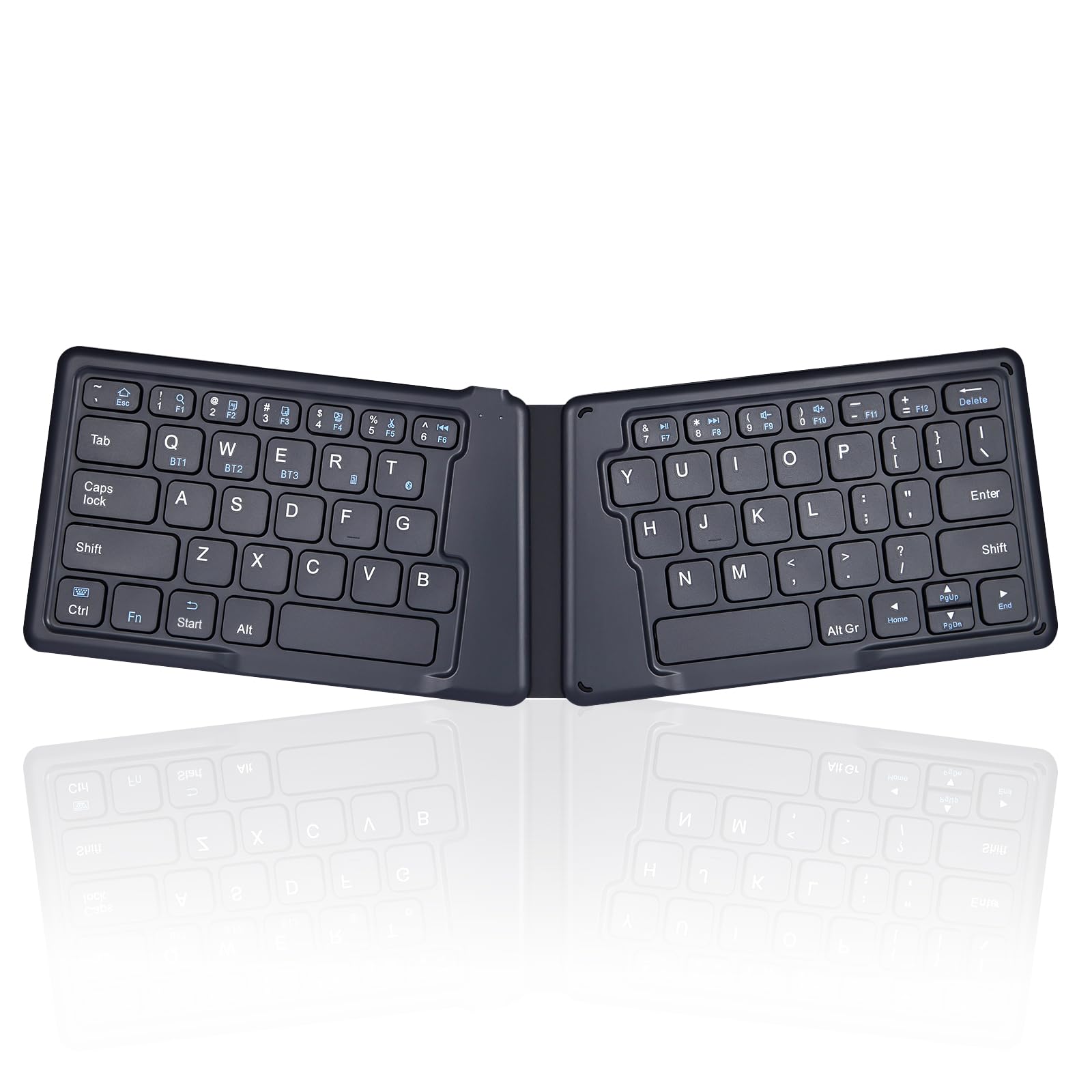 کیبورد بلوتوث ارگونومیک قابل تاشو Perixx PERIBOARD-805E US، با کلیدهای نازک ایکس‌تایپ، سازگار با دستگاه‌های iOS، اندروید یا ویندوز مثل اسمارتفون، تبلت یا لپتاپ، از زبان انگلیسی آمریکایی