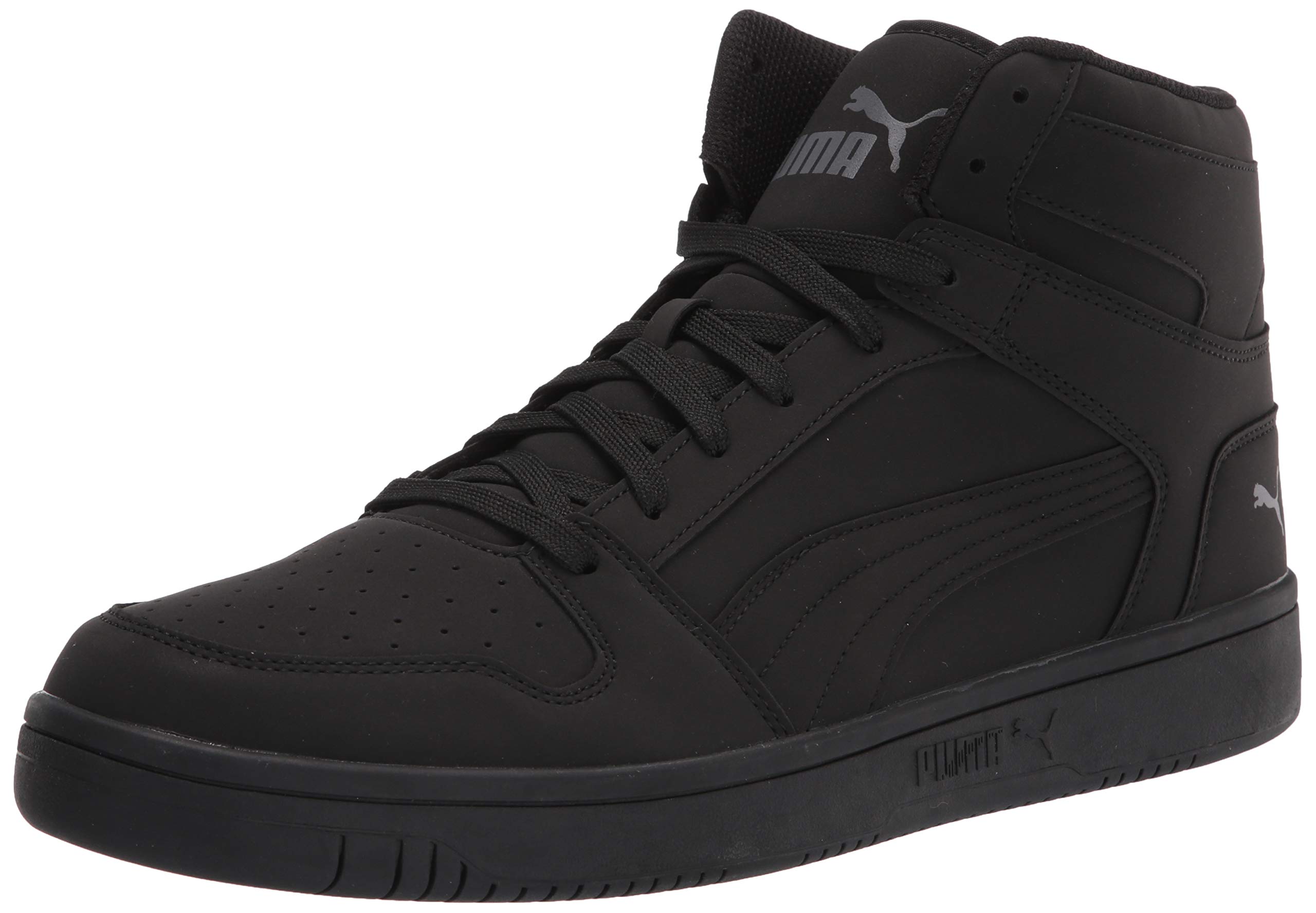 کتانی مردانه PUMA مدل Rebound Layup — رنگ: مشکی پوما / مشکی پوما / کستل‌راک — سایز: ۴۱ (EU)