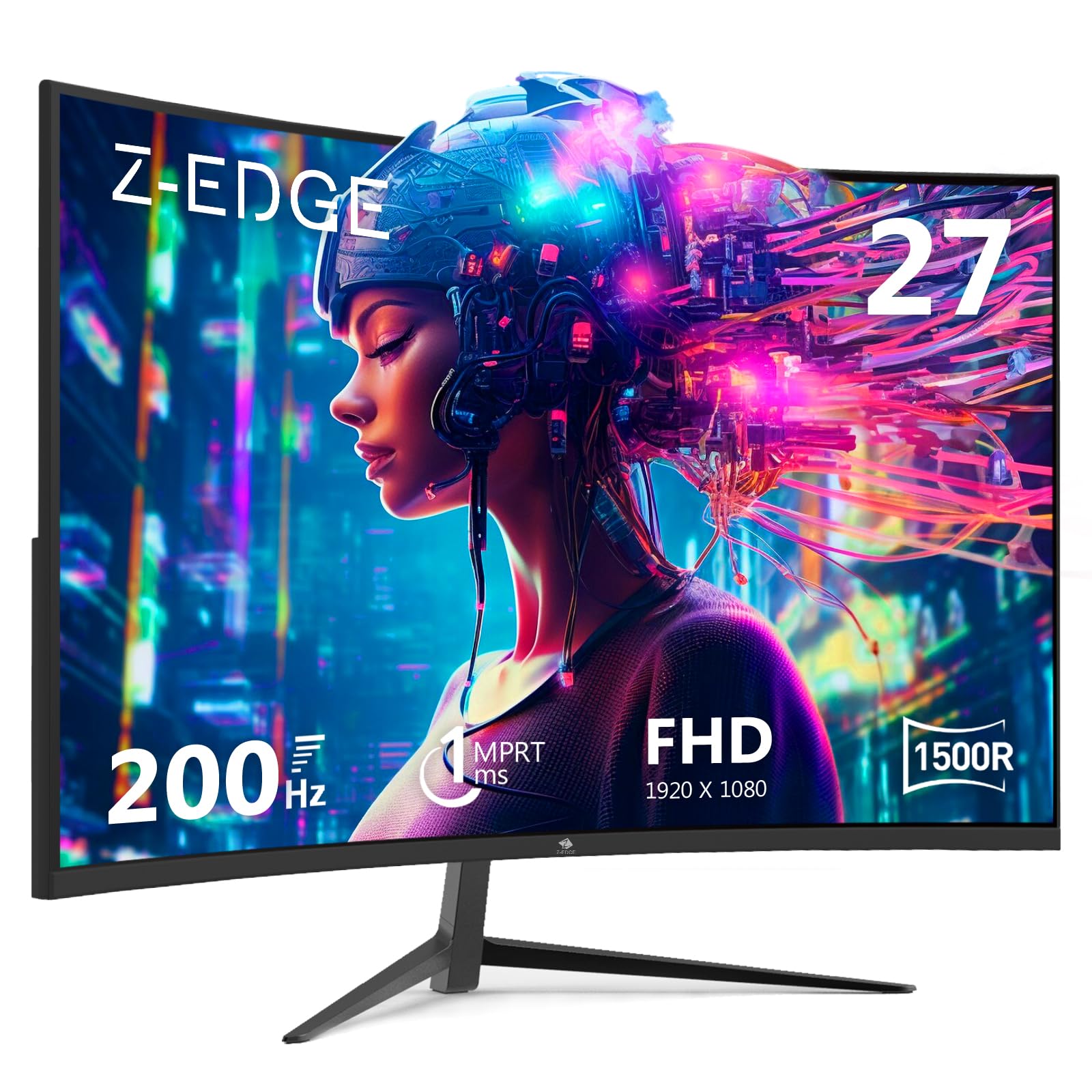 مانیتور بازی Z-Edge UG27 منحنی 27 اینچی 16:9 با رزولوشن 1920x1080، فرکانس تازه‌سازی 200/144Hz، زمان پاسخ‌دهی 1 میلی‌ثانیه، صفحه نمایش بدون حاشیه LED با کیفیت بازی، قابلیت AMD Freesync، پورت نمایشگر Display Port HDMI با فرکانس تازه‌سازی 200Hz/1920x1080