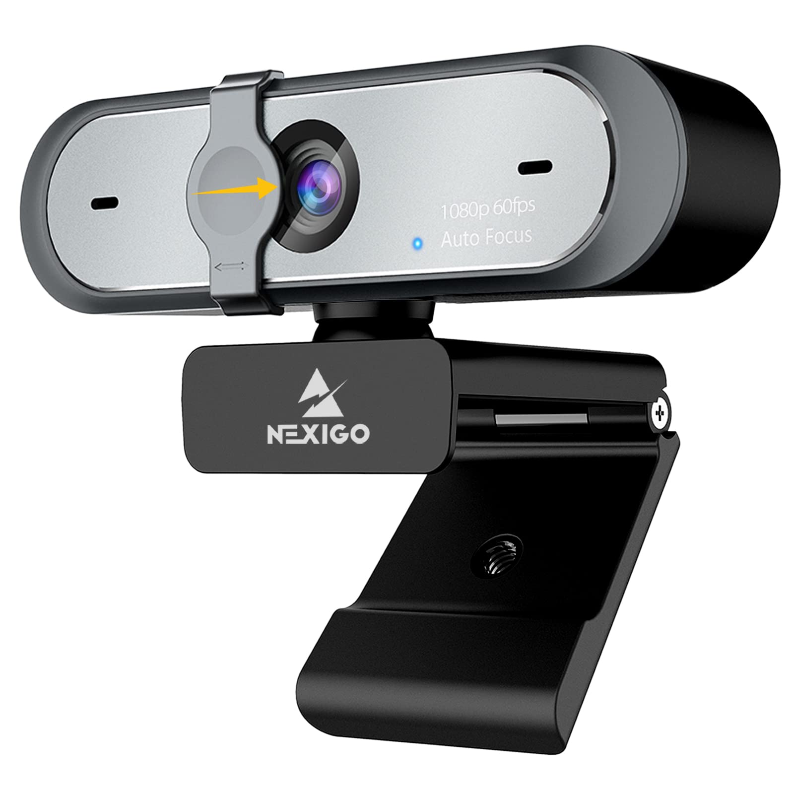 دوربین وب NexiGo AutoFocus 1080P 60FPS با دو میکروفون و پوشش حریم خصوصی، دوربین وب کامپیوتری USB HD Pro 2021 N660P Pro برای بازی های OBS، جلسات زوم، اسکایپ، فیس‌تایم و تیم‌های مش‌ audience.