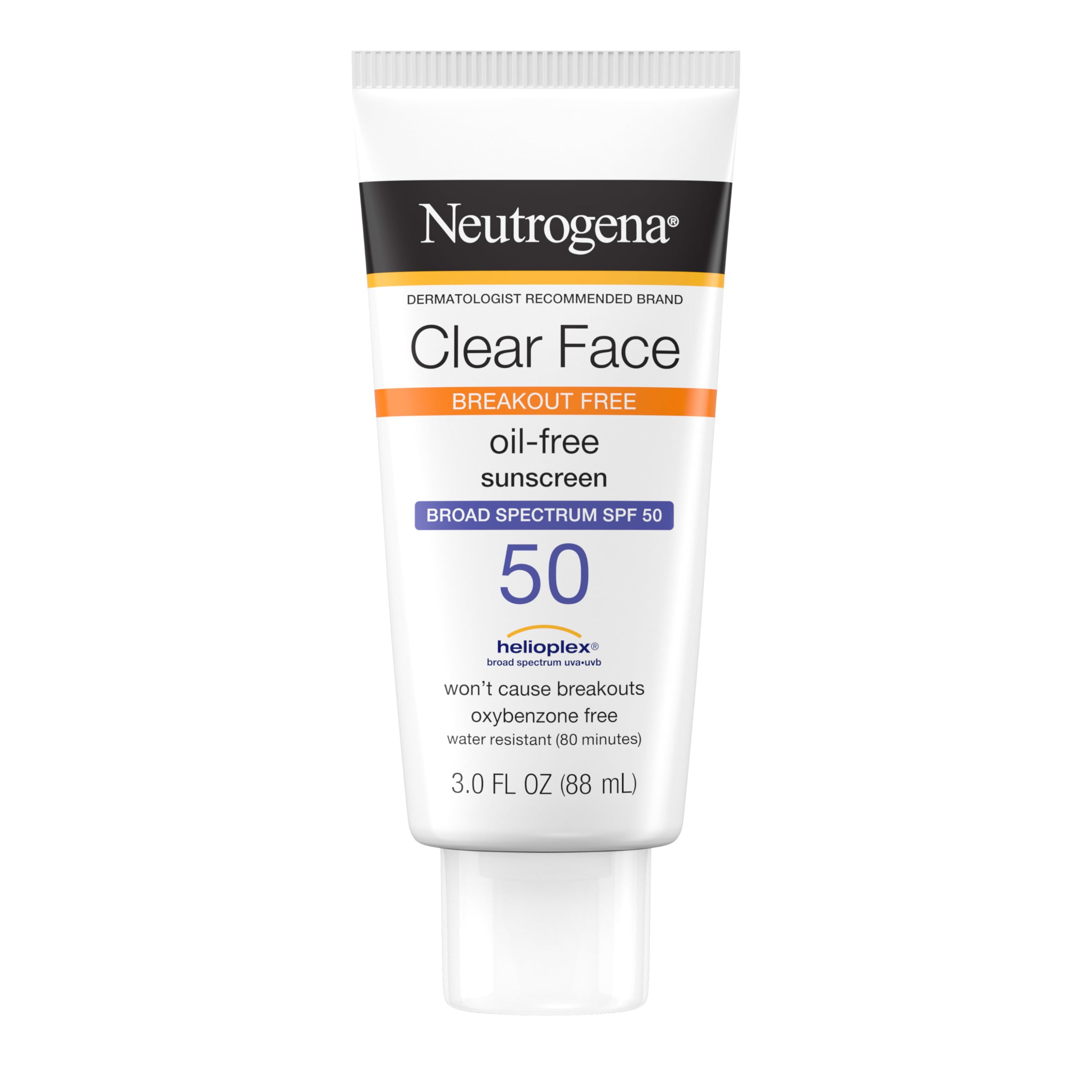 ضدآفتاب مایع نوتروژنا برای پوست مستعد به جوش، با ویژگی SPF 50 طیف گسترده UVA/UVB، خالی از روغن، عطر و اکسی‌بنزون، عامل حفاظتی برای صورت، غیرکومدوژنیک، 3 اونس مکعب SPF 50 88 میلی‌لیتر (بسته‌ی 1 عدد)