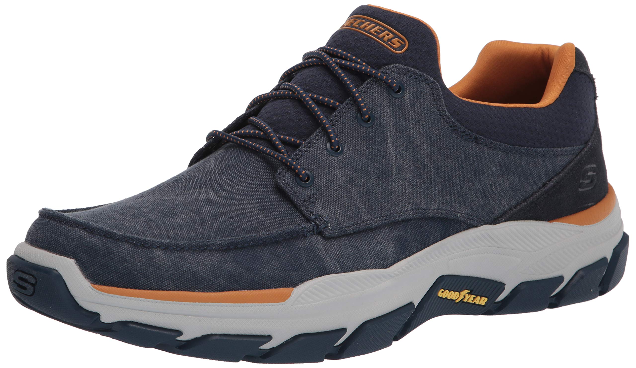 Skechers USA مردانه Respected - Loleto، کفش مردانه مدل Moc Toe با بند الاستیک (Bungee Lace)، طراحی Slip‑On (قابل پوشیدن آسان)، سایز 40 اروپا، رنگ سرمه‌ای