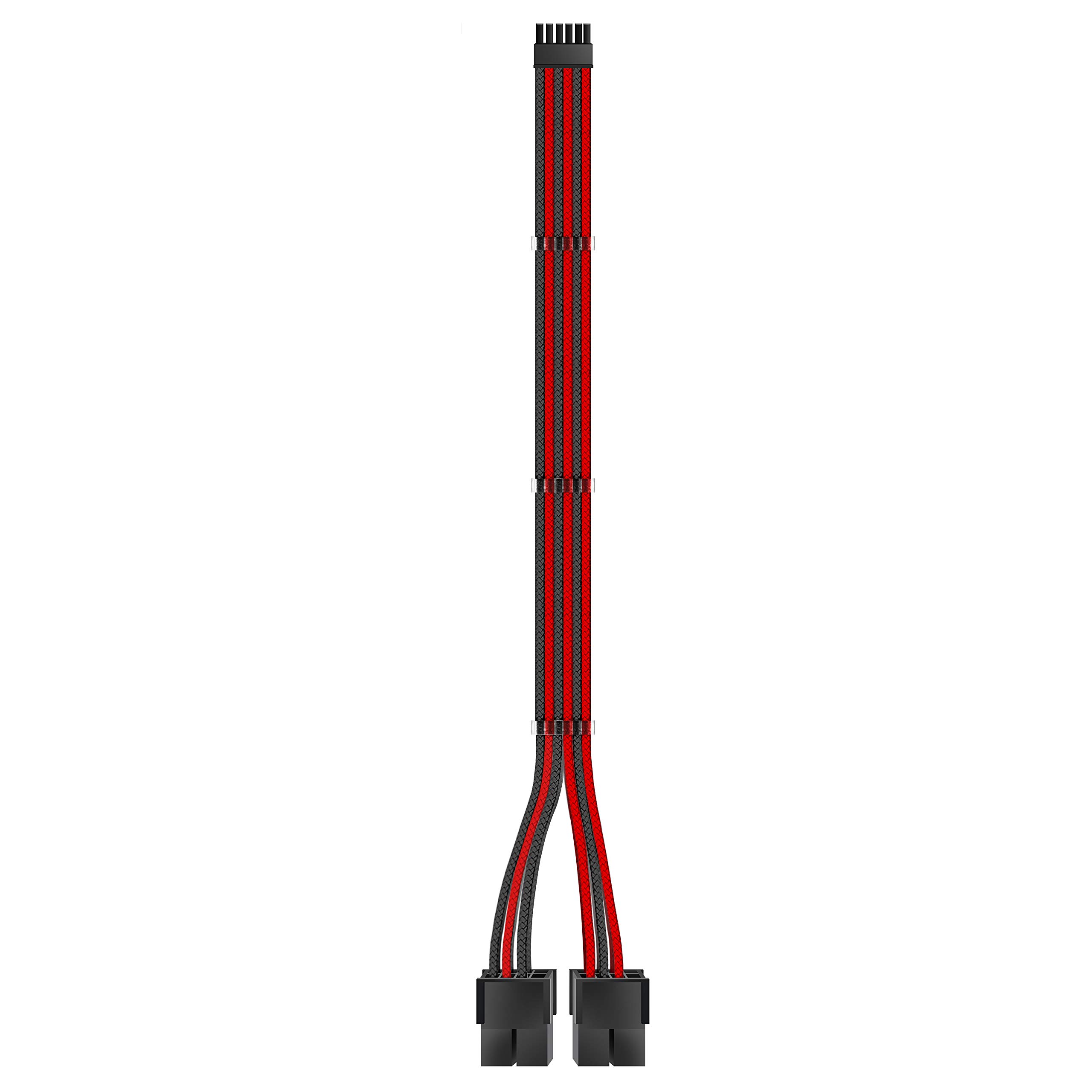سیم تمدید EZDIY-FAB RTX 3000 سری 12 پین به دو 8 پین PCIe - 300 میلیمتر- مناسب برای NVIDIA Ampere GEFORCE RTX 3060ti 3070 3080 FE Funder Edition- سیاه قرمز سیاه و قرمز