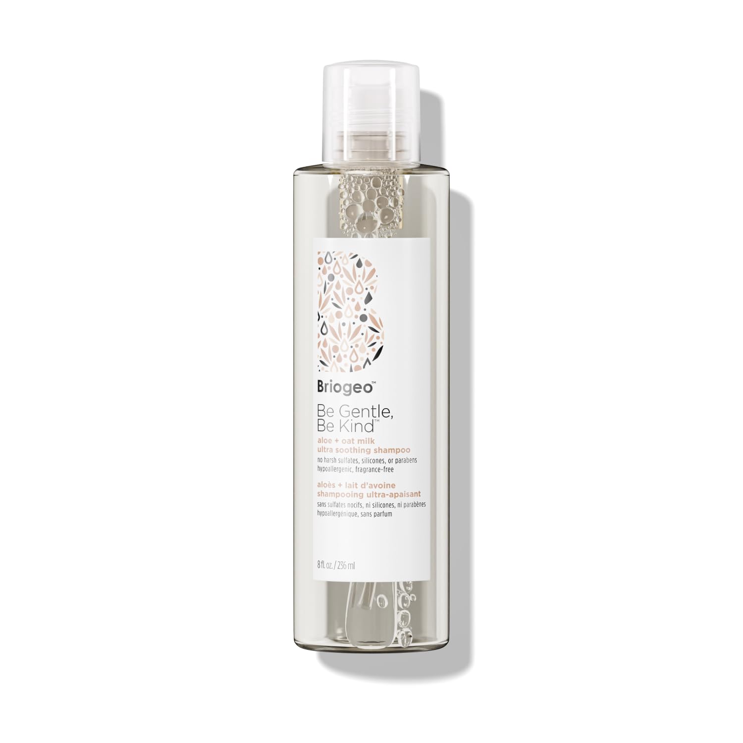 شامپو بریوجو ، Be Gentle، Be Kind Aloe + Oat Milk Ultra Soothing - بدون عطر، ضد حساسیت و تأیید شده توسط دکتر پوست. 8 آنس (انس 8 فله) (بسته‌بندی 1) 236.59 گرم