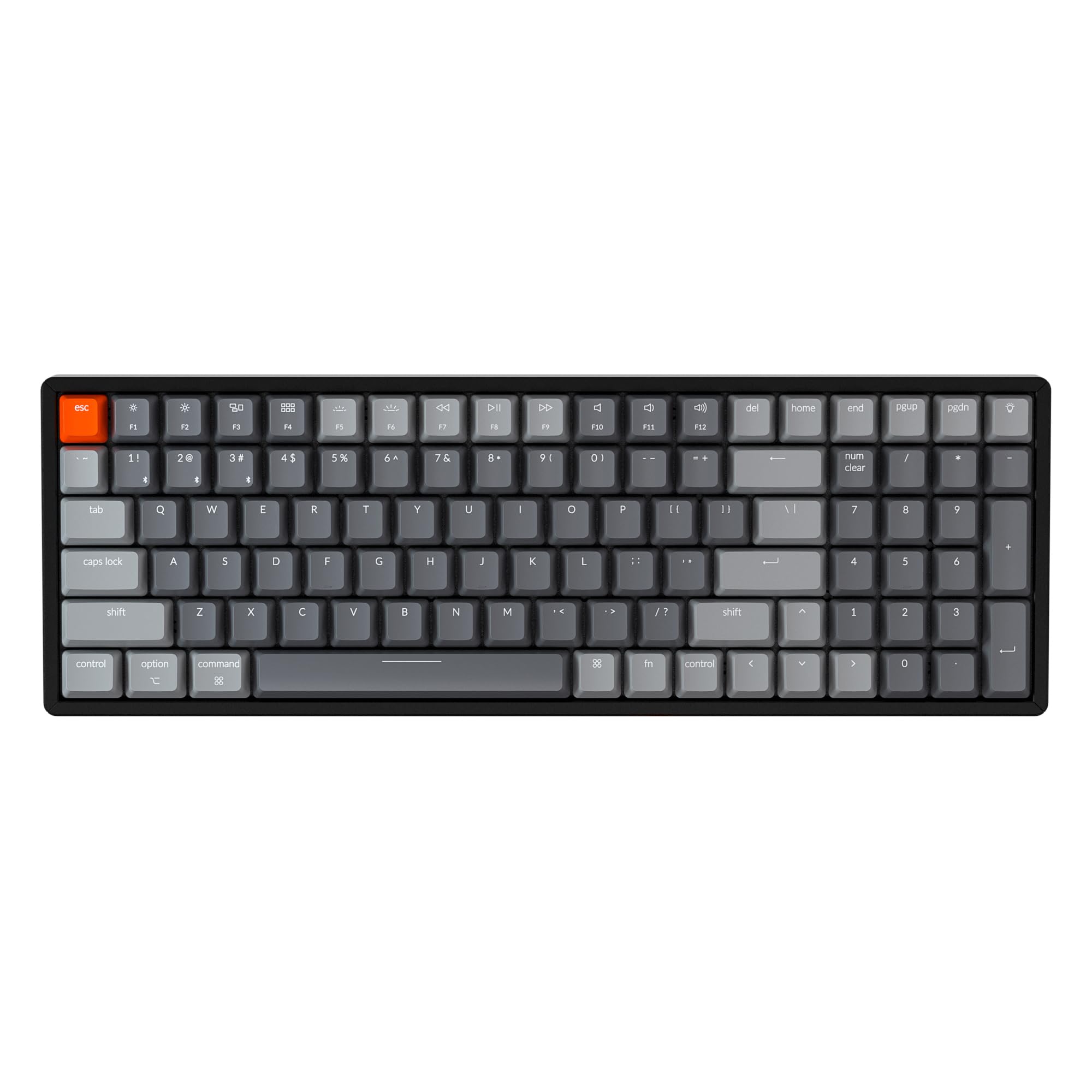 صفحه کلید باسیم بیت بی سیم Keychron K4، با روکش پشتیبانی شده توسط RGB LED و سوییچ قهوه‌ای Gateron، 100 کلیدی، جهت بازی، با پشتیبانی از N-Key Rollover، قاب آلومینیومی برای ویندوز و مک، ورژن ۲