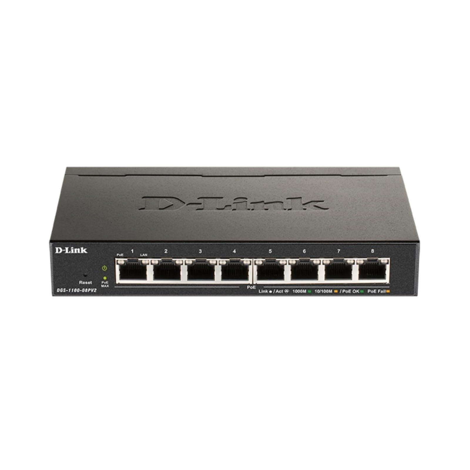سوئیچ اترنت PoE D-Link، 8 پورت مدیریت شده هوشمند با بودجه 64 وات PoE لایه 2 شبکه گیگابیت بی‌سیم اینترنت (DGS-1100-08PV2) 8 پورت / PoE+ 64 وات 8 پورت گیگابیت PoE V2