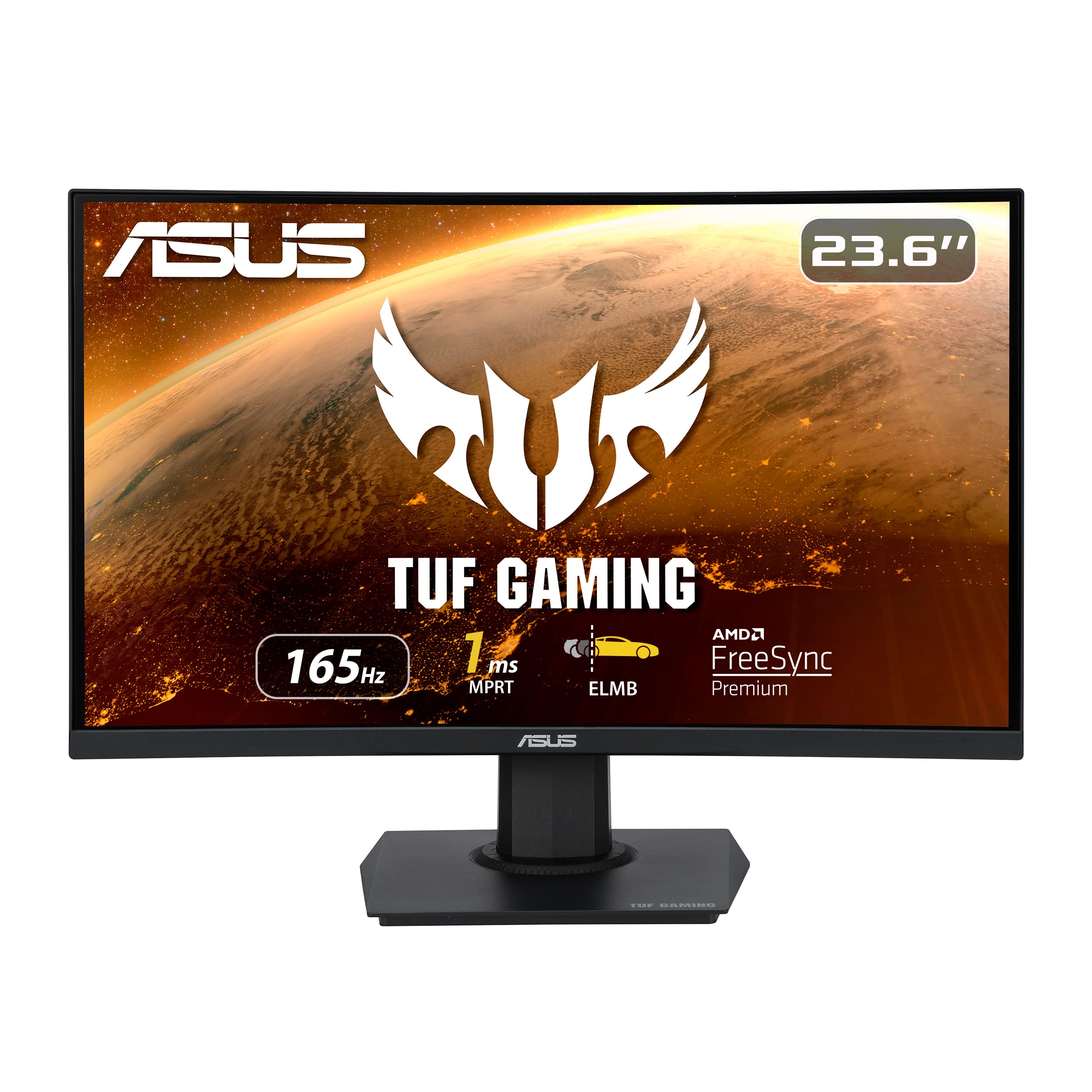 مانیتور گیمینگ منحنی ASUS TUF Gaming VG24VQE - 23.6 اینچ Full HD (1920 x 1080)، 165Hz، تاخیر حرکتی بسیار پایین™ Extreme Low Motion Blur™، FreeSync™ Premium، 1 میلی‌ثانیه (MPRT)، مد Shadow Boost