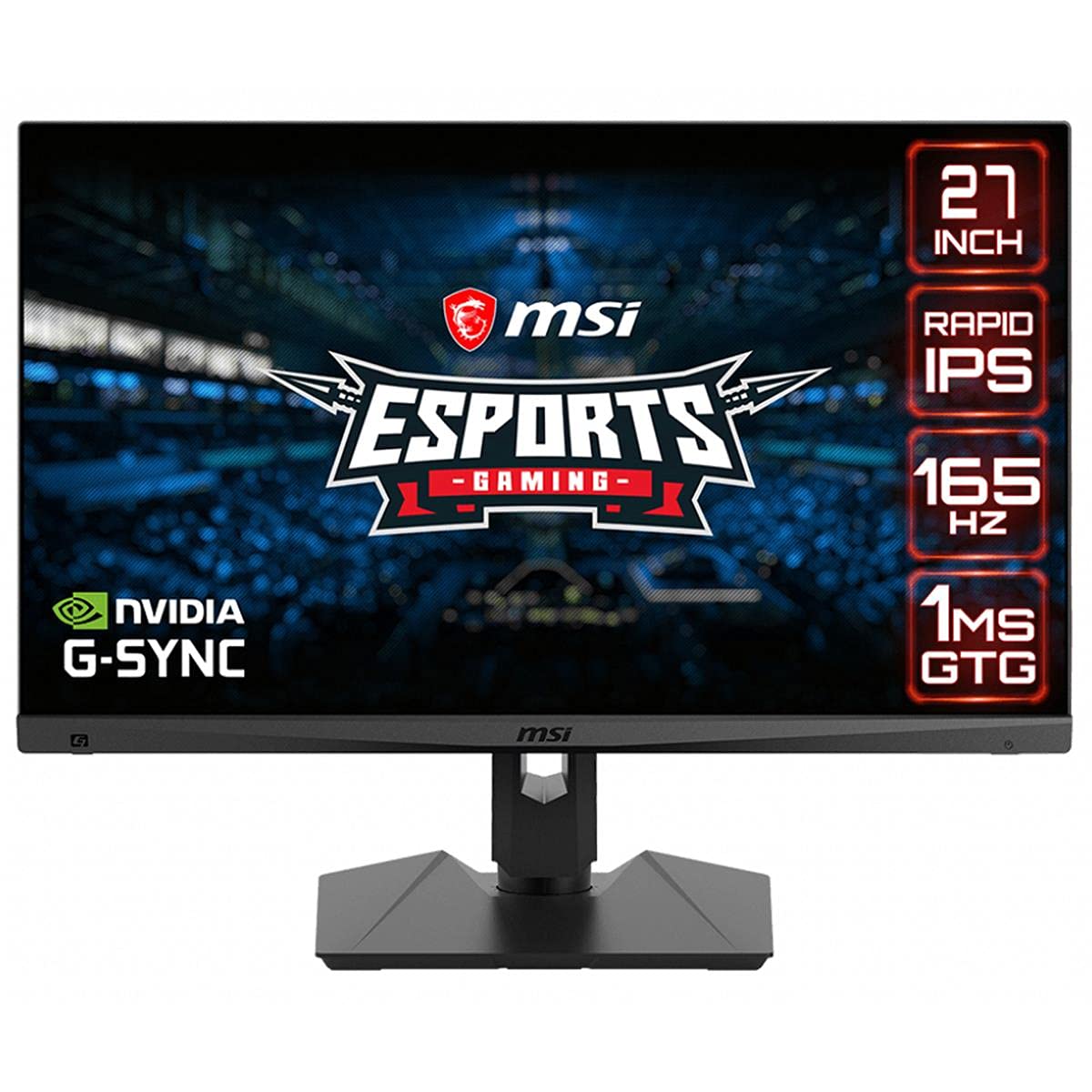 مانیتور بازی MSI Optix MAG274QRF QHD Rapid-IPS Non-Glare با بزرگ‌ترین نمای ممکن وضوح 2560 × 1440، نرخ بروزرسانی 165Hz، بازو قابل تنظیم و سازگار با تکنولوژی G-Sync، سایز 27 اینچ (رنگ مشکی)