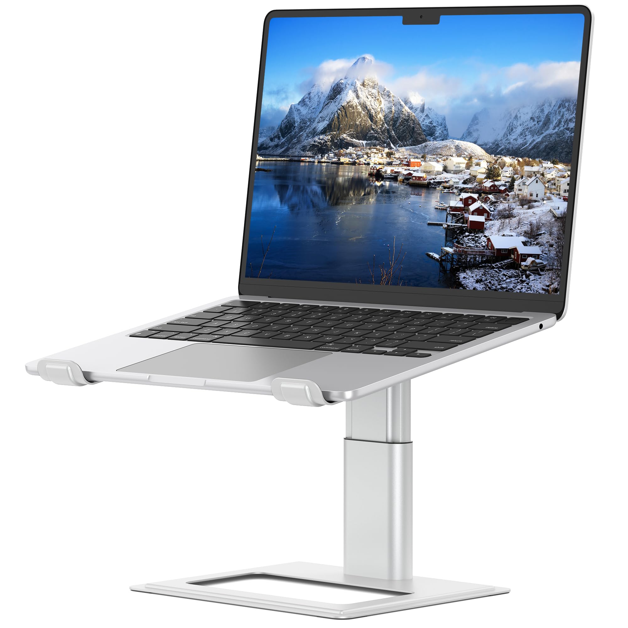 پایه قابل تنظیم لپتاپ SOUNDANCE برای میز، پایه کامپیوتر، نگهدارنده لپتاپ ارگونومیک سازگار با نوت‌بوک‌های 10 تا 17.3 اینچی، آلومینیوم نقره‌ای