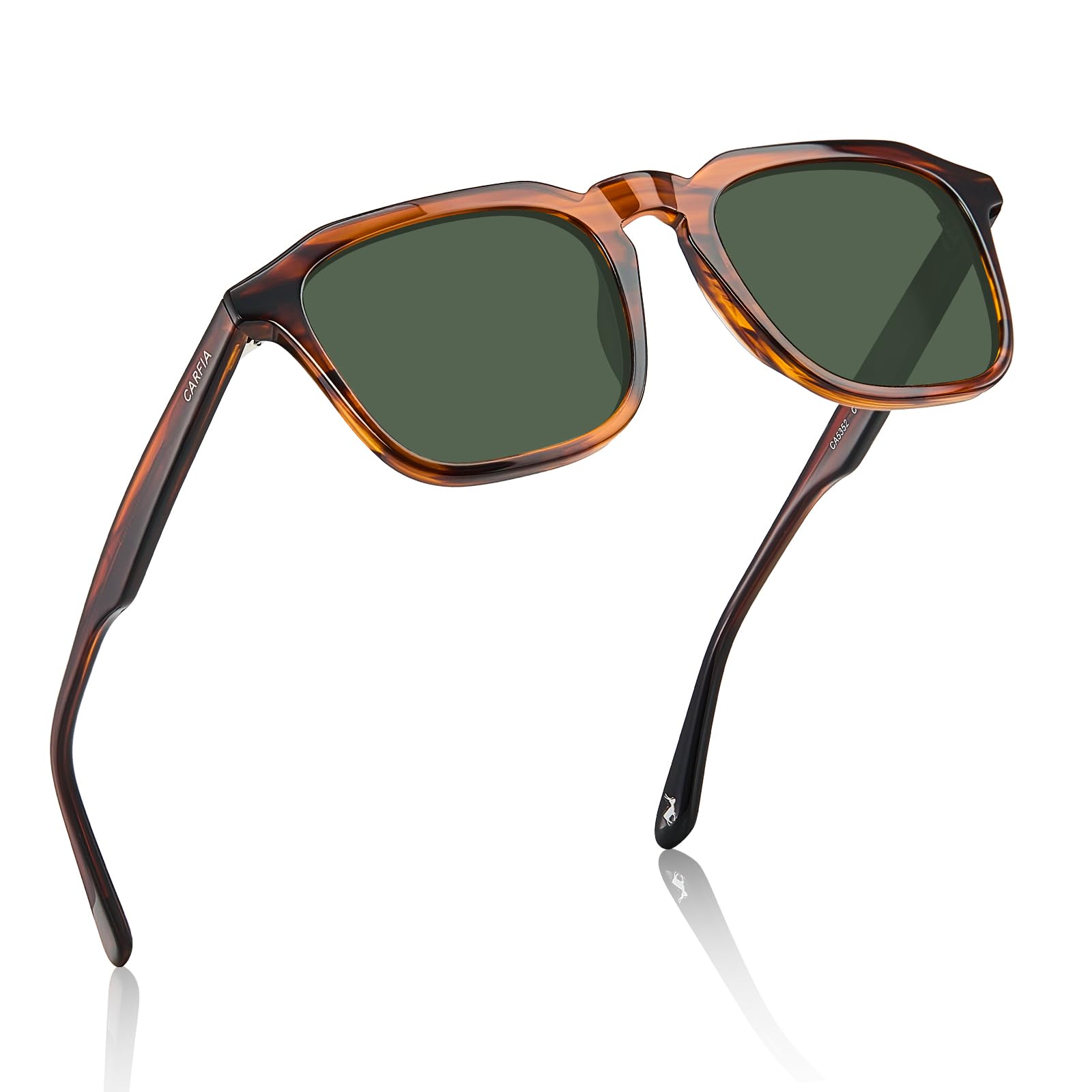 عینک آفتابی مردانه CARFIA Acetate Polarized با قاب لاکپشتی و عدسی سبز