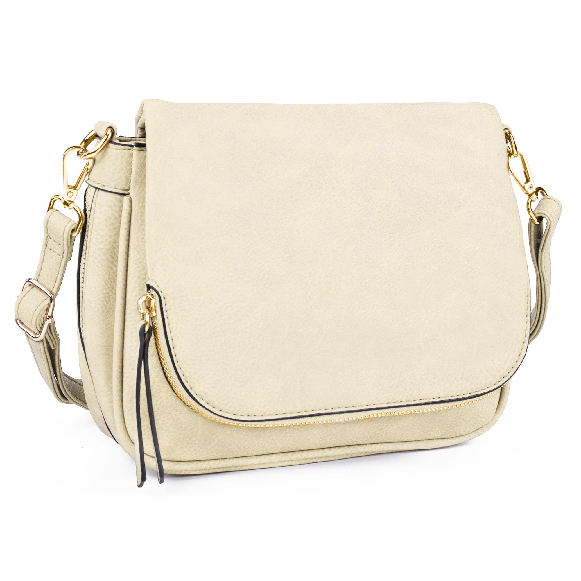 کیف چرم PU کوچک GLITZALL برای زنان کیف Crossbody با پارچه روی شانه و دسته‌های پشتی چندجیبه‌ای بژ