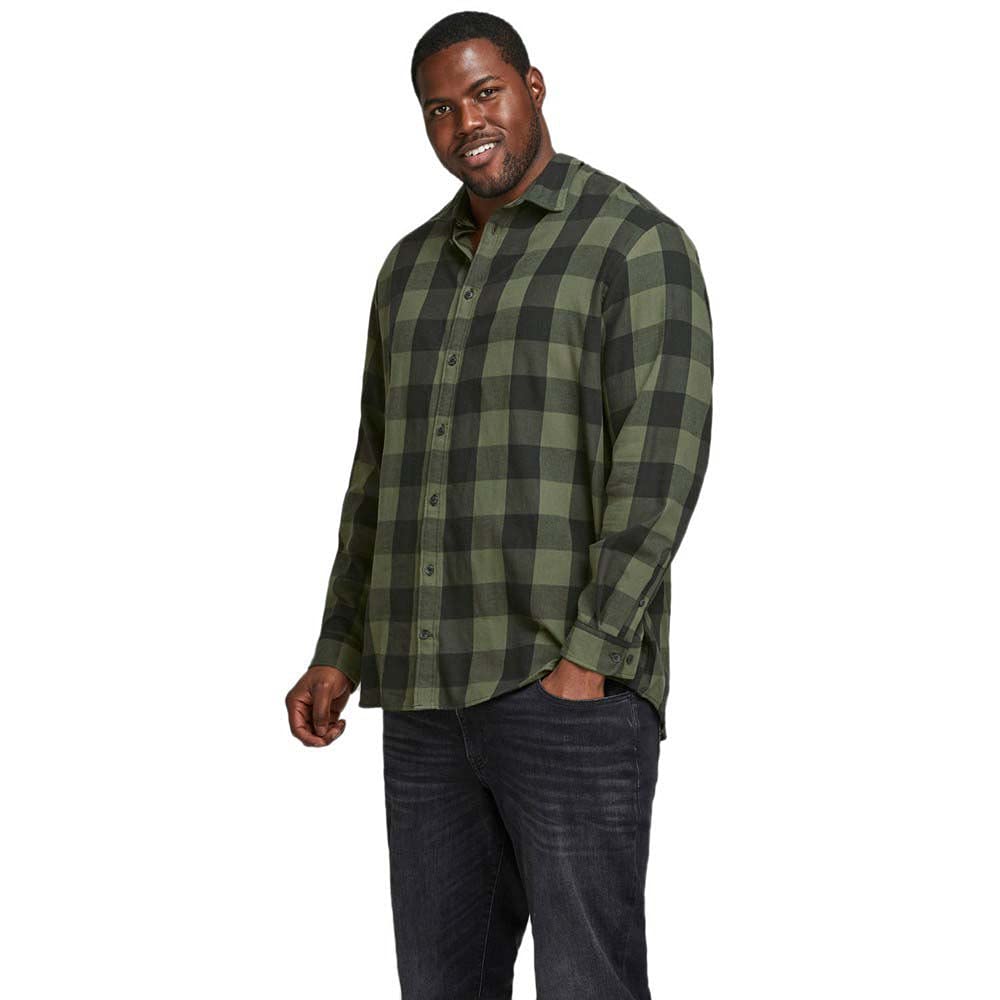 پیراهن توییل JJEGINGHAM مردانه JACK & JONES، جفت (پکی) ۱ عددی سایز ۴XL به همراه رنگ سبز زیتونی غباری