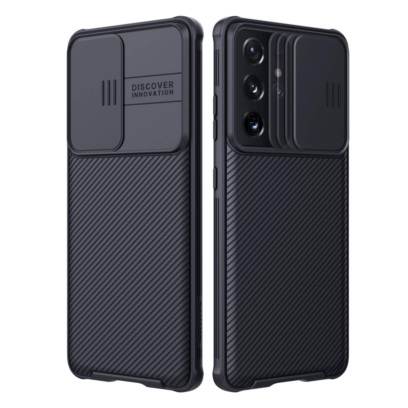 کاور Nillkin برای گلکسی S21 Ultra - کاور CamShield با درپوش دوربین قابل پیچش، کاور محافظ نازک برای گلکسی S21 Ultra سامسونگ با صفحه 6.8 اینچی، مشکی
