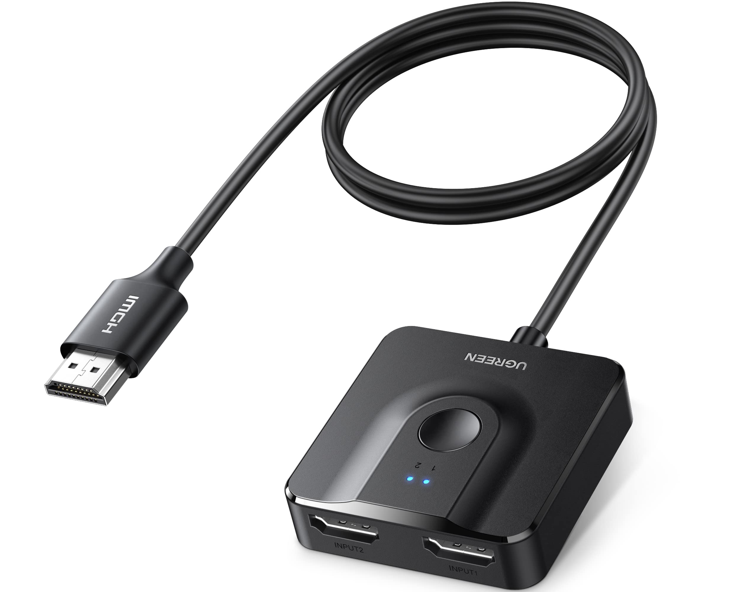 UGREEN HDMI Switch 2 in 1 Out HDMI Splitter 1 in 2 out Bi-directional Switch با کابل HDMI پشتیبانی از 4K@60HZ 3D 1080P برای PC Laptop Switch Blu-Ray Player Roku TV Stick Xbox PS5 HDTV Monitor