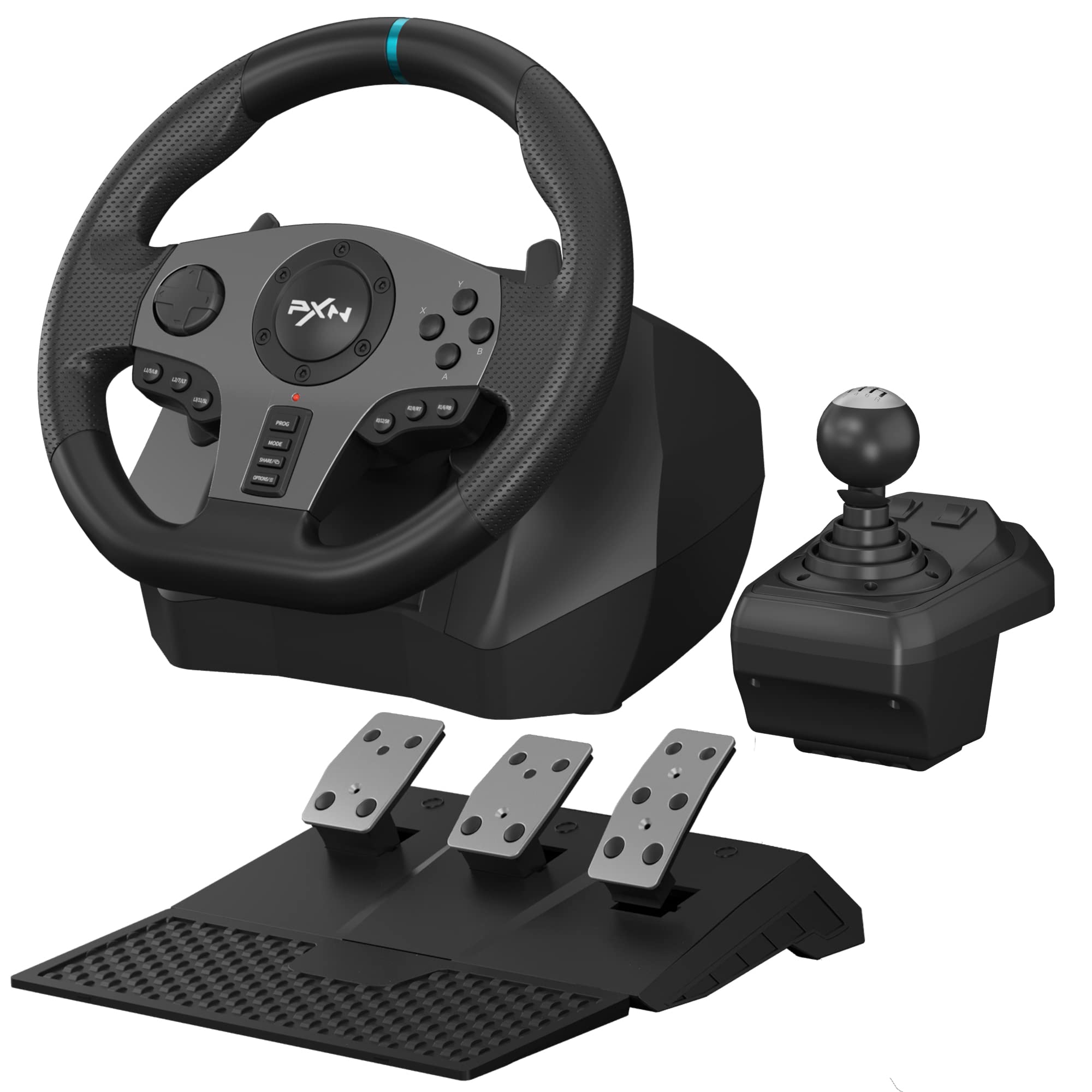 چرخ قدرت PXN V9 Gaming Racing همراه با پدال و شیفتر، فرمان بازی برای کامپیوتر، ایکس‌باکس وان، ایکس‌باکس سری X/S، پلی‌استیشن ۴، پلی‌استیشن ۳ و نینتندو سوییچ