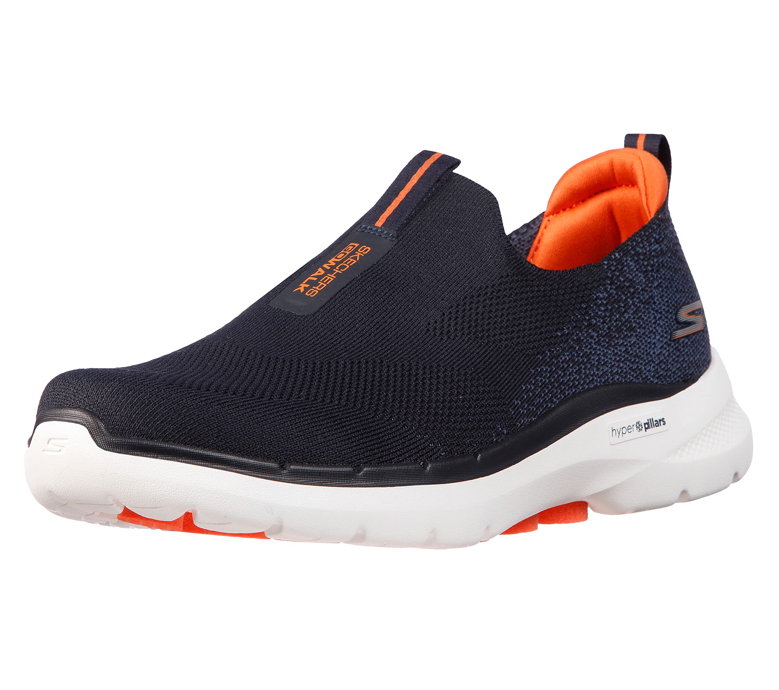 کفش پیاده‌روی ورزشی مردانه Skechers Gowalk 6 — فیت کشسان، اسلیپ‌آن (بدون بند)، عملکرد ورزشی — سایز EU 42.5 — سرمه‌ای/نارنجی