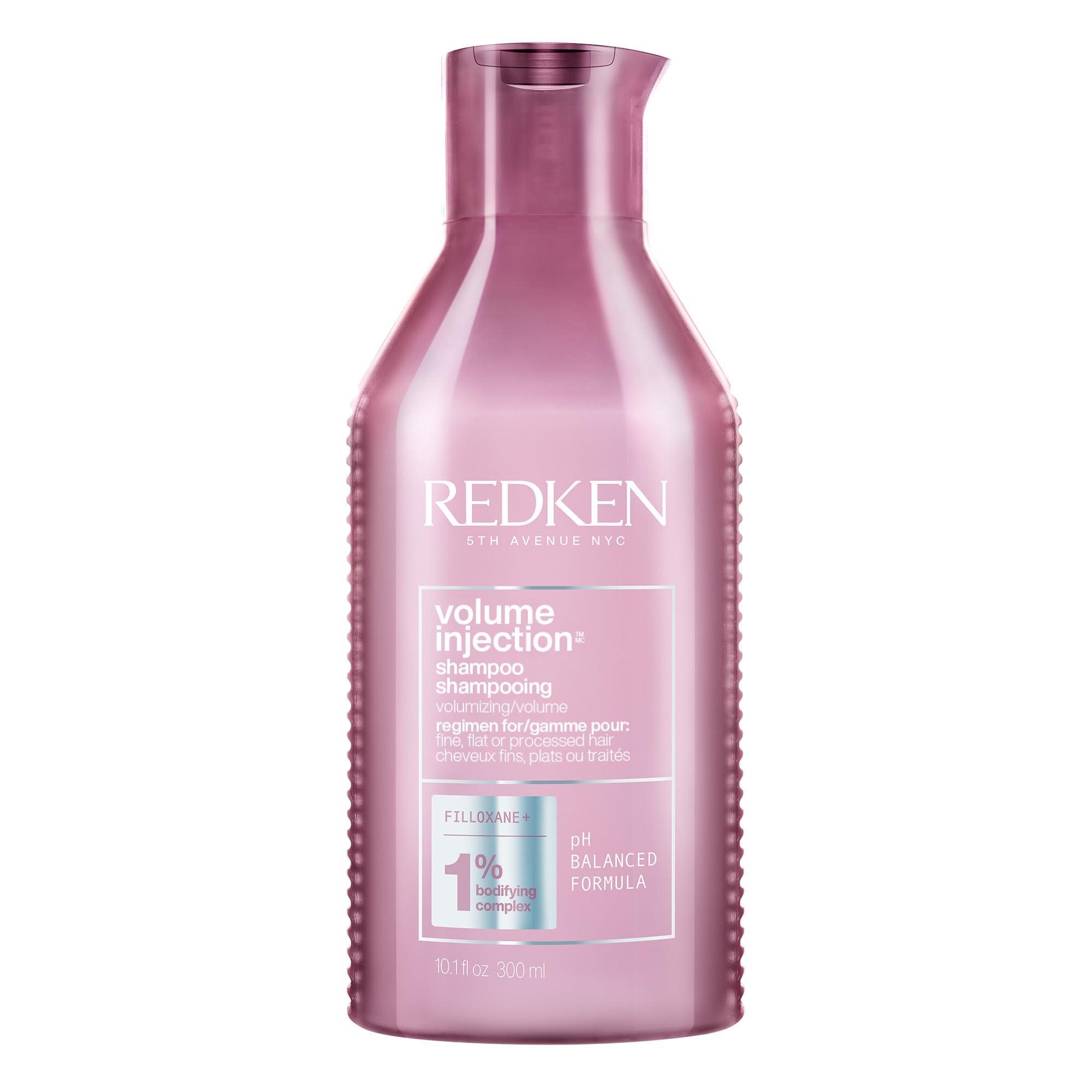شامپو حجم دهنده Redken Volume Injection | شامپو حجم سبک برای موهای نازک | حجم، لیفت و حجم به موهای تاشده اضافه می‌کند | پایان نرم و براق | بدون پارابن و بدون عطر 10.1 فلوئید اونس (بسته 1 عدد)