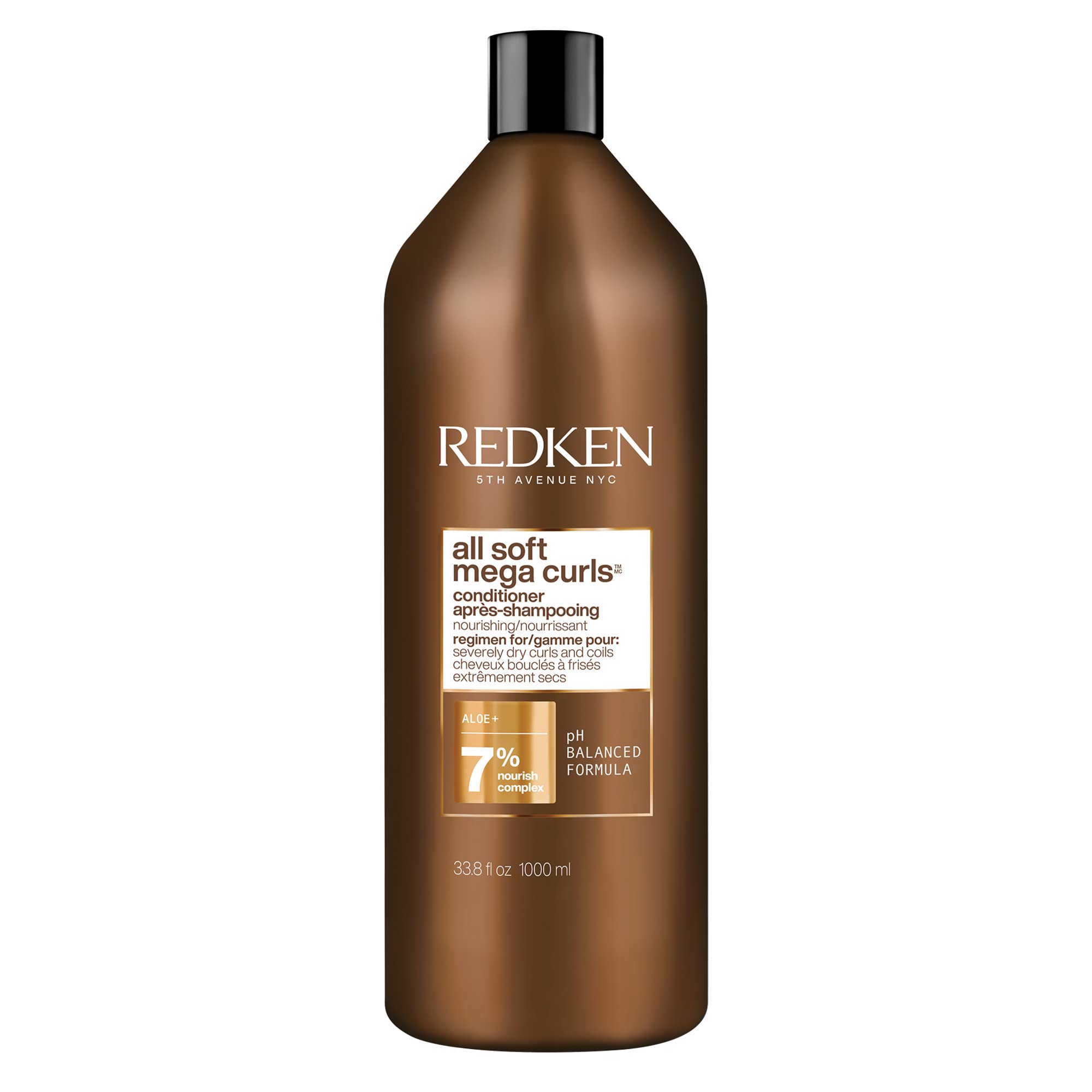 Redken All Soft Mega Curls Conditioner | For Extremely Dry Hair | For Curly & Coily Hair | Nourishes & Softens Severely Dry Hair | With Aloe Vera | 33.8 Fl Oz 1 l (Pack of 1)