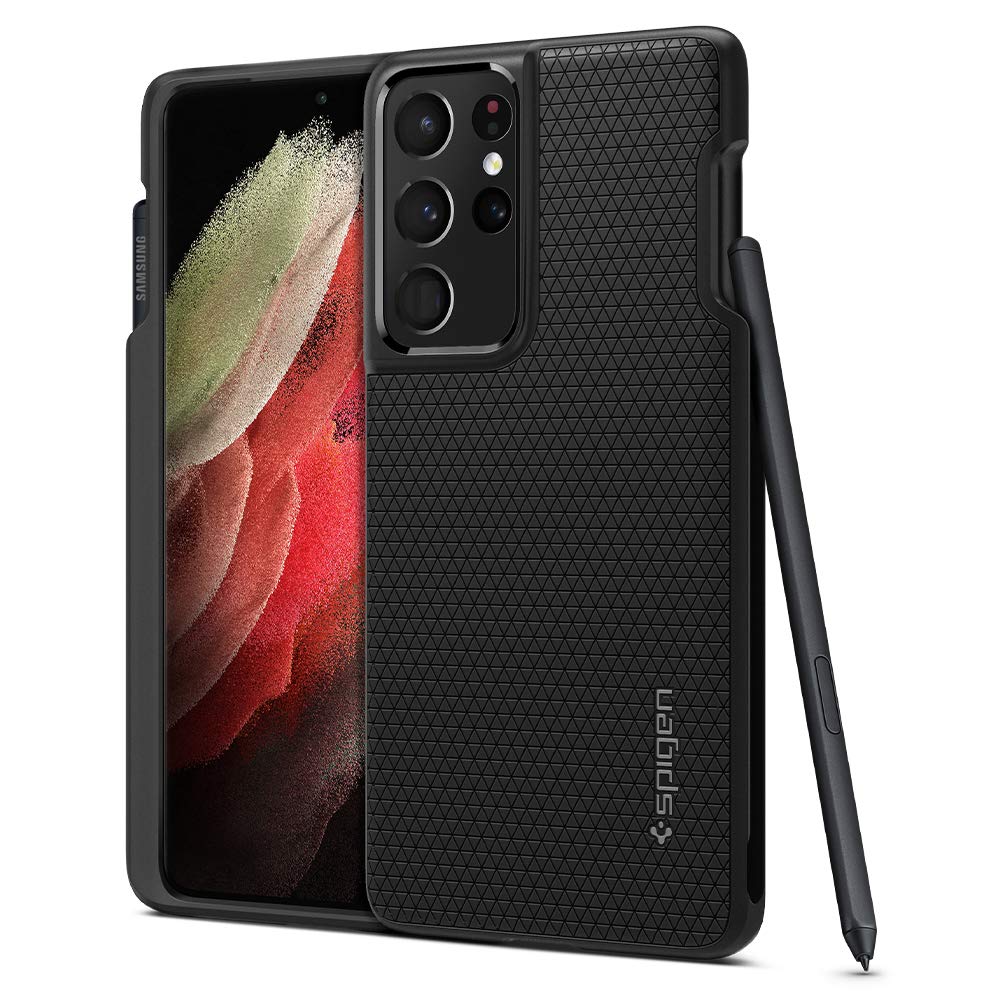 کاور محافظ Spigen Liquid Air P برای گوشی سامسونگ Galaxy S21 ULTRA - رنگ مشکی مات (S-Pen شامل نمی‌شود)