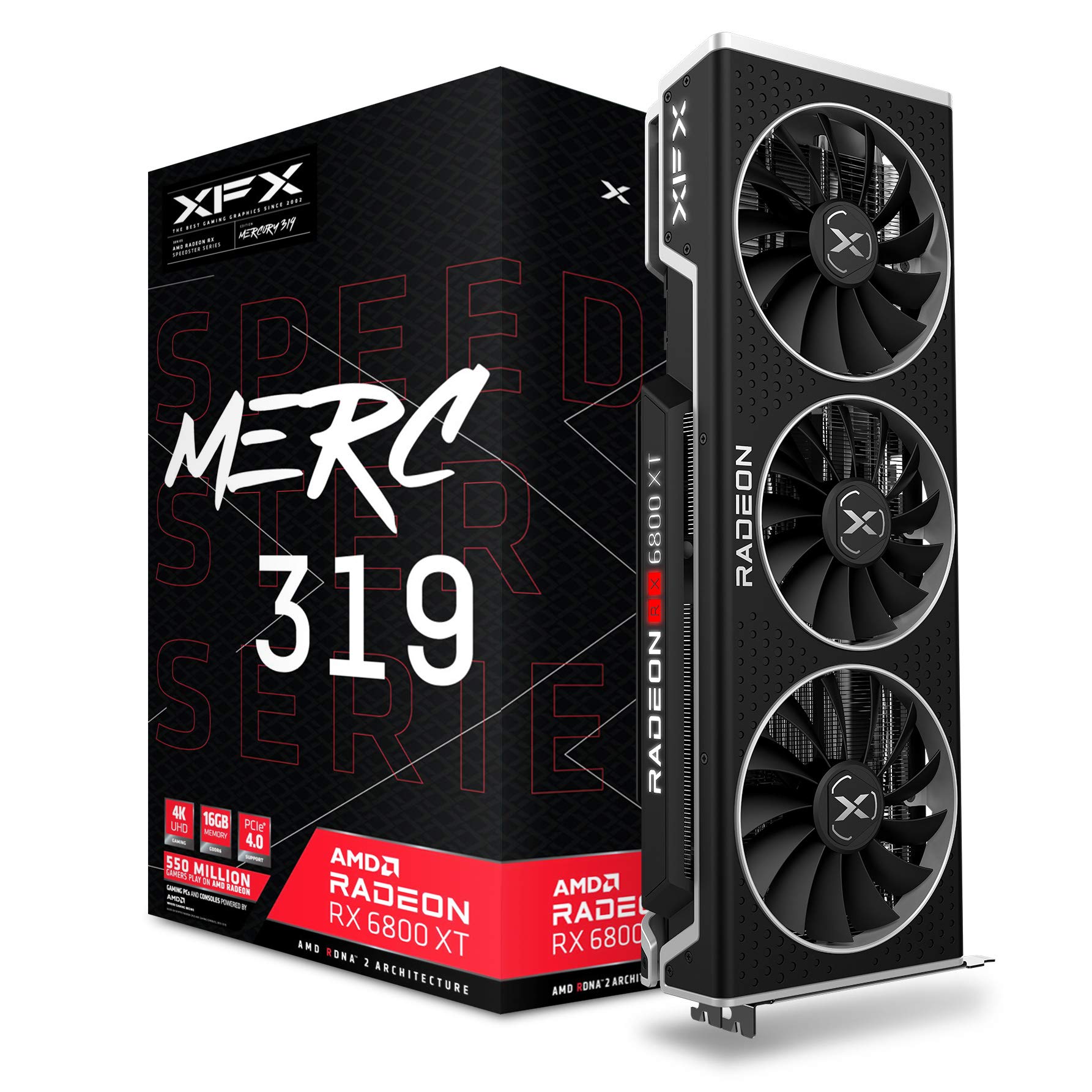 کارت گرافیک XFX Speedster MERC319 AMD Radeon RX 6800 XT CORE Gaming با 16GB GDDR6 HDMI 3xDP RX-68XTALFD9