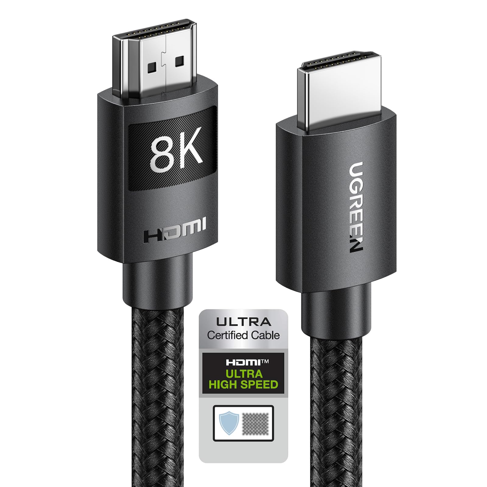 کابل HDMI UGREEN 5 متری 8K HDMI 2.1 Ultra HD با سرعت بالا 48Gbps، کابل بافته‌ای 8K@60Hz، سازگار با Dolby Vision، eARC Dynamic HDR و MacBook Pro، PS5، Switch، تلویزیون TV، Xbox، Roku، تلویزیون UHD و پروژکتور Blu-ray.