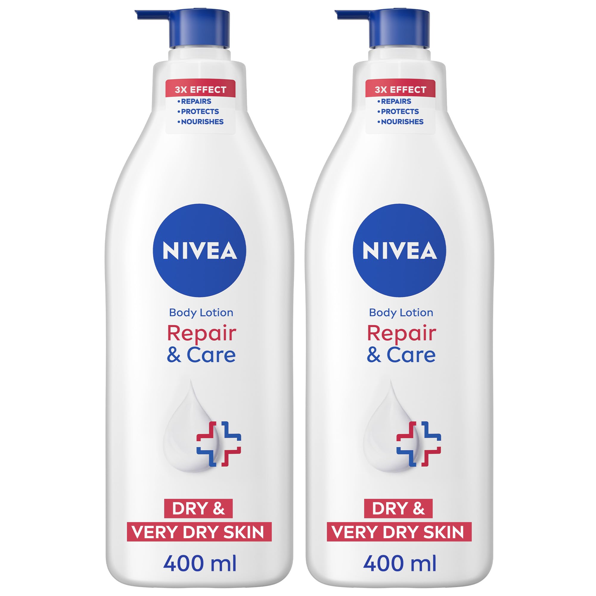 لوسیون بدن NIVEA برای پوست خیلی خشک، تعمیر و مراقبت مرطوب کننده با دِکسپانتنول، 2x400 میلی لیتر (بسته ۲ تایی)