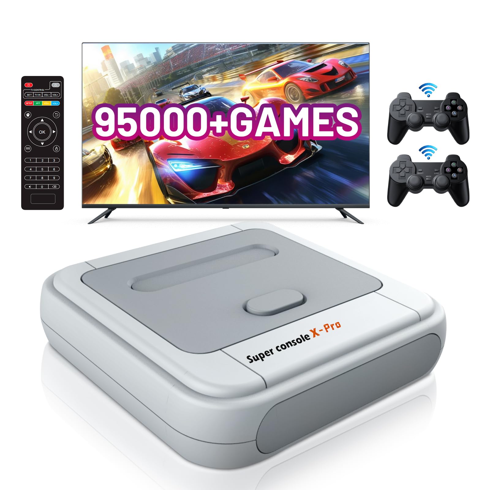 کنسول بازی بازی کینهانک رترو، کنسول امولاتور Super Console X PRO با 95000+ بازی ویدیویی، کنسول بازی با 60+ امولاتور، کنسول بازی برای خروجی 4K HD، 5 بازیکن، LAN/WiFi، بهترین هدایای مردان