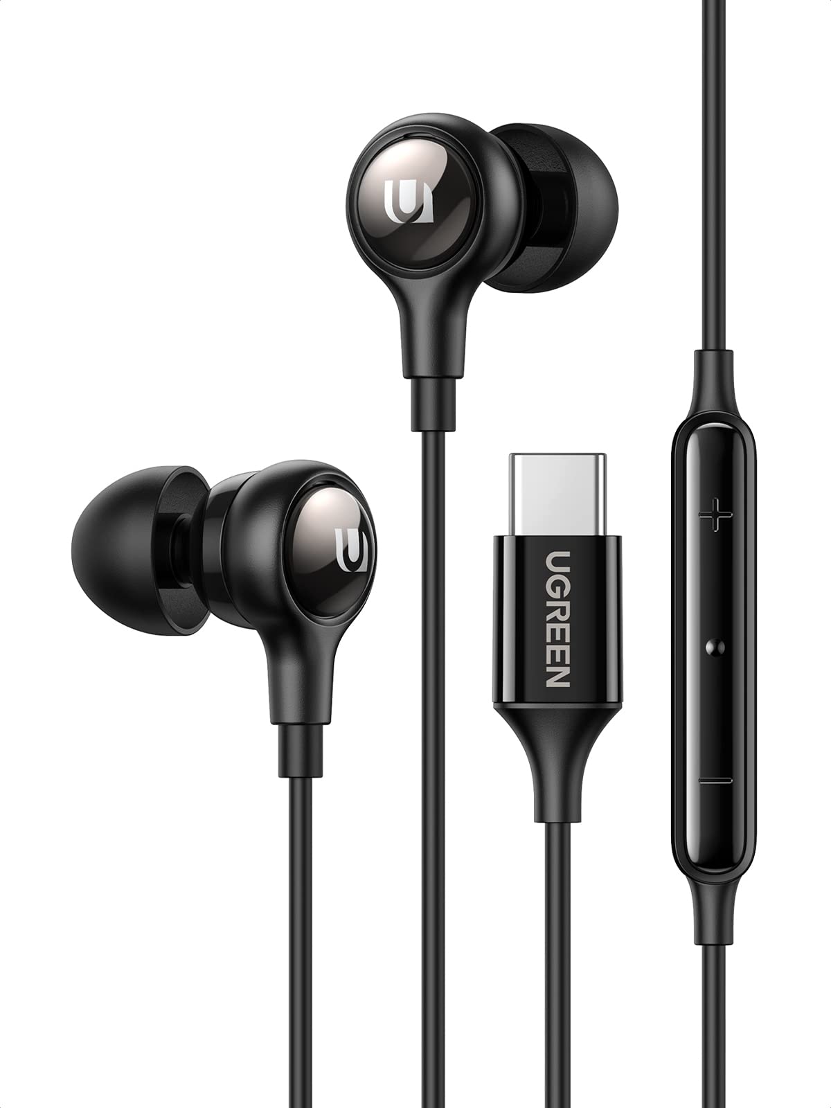 هدفون های UGREEN Type C، هدفون های داخل گوش با میکروفون USB C برای آیفون 16/16 Plus/16 Pro/16 Pro Max سامسونگ S24/S23 Ultra، S22/S22 Ultra، S21، A04، Redmi Note 12/12 Pro، وان پلاس، مدل سیاه